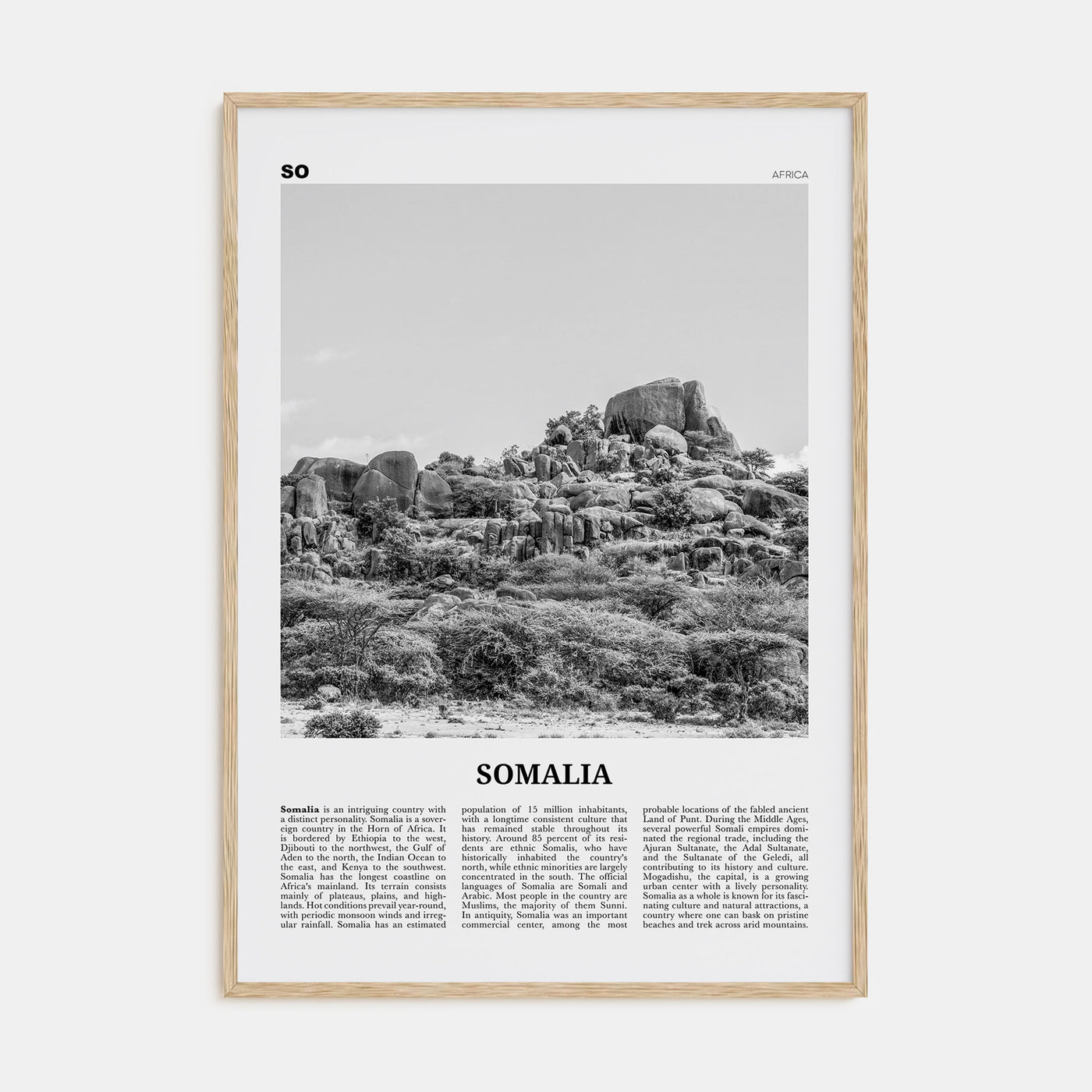 Somalia Travel B&W Poster