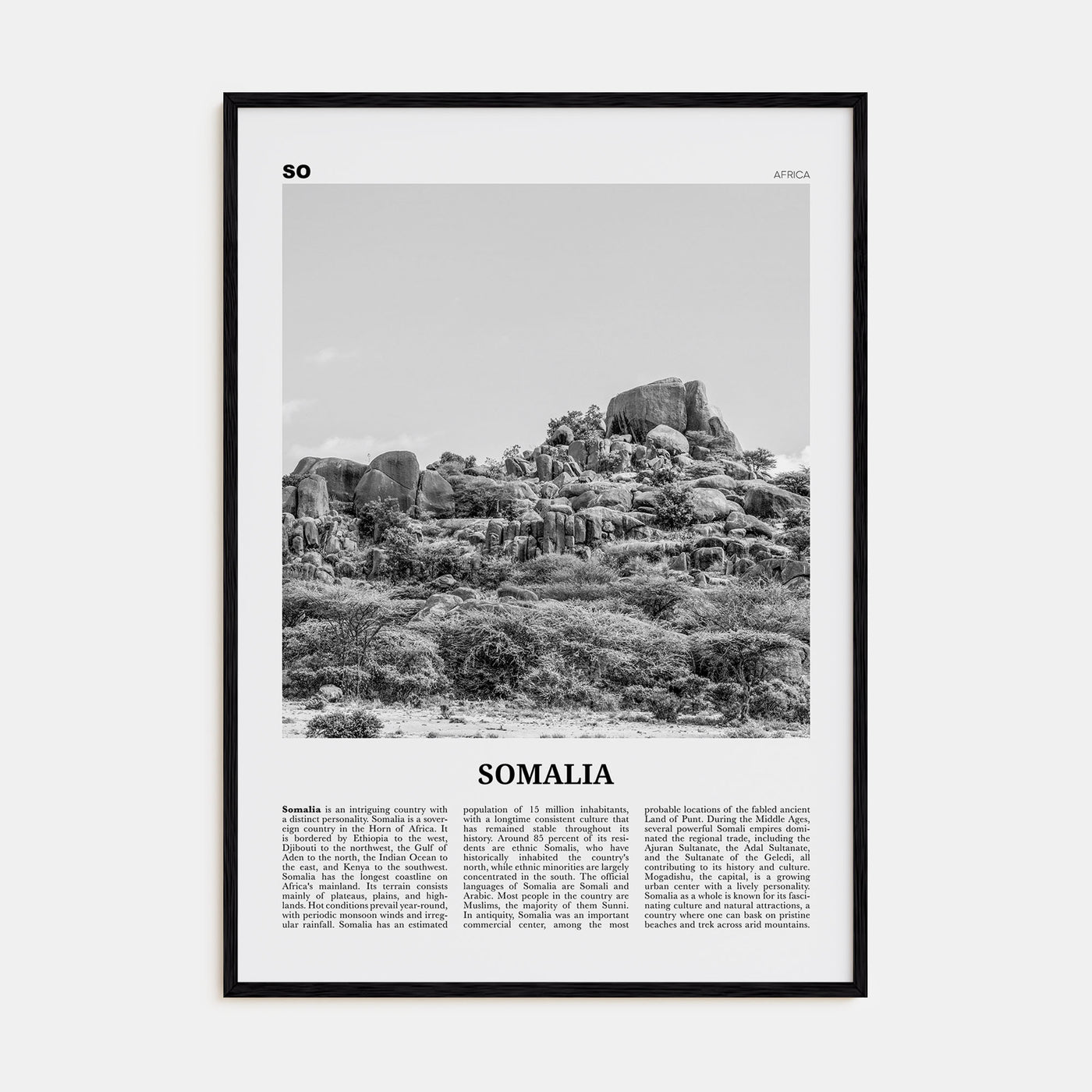 Somalia Travel B&W Poster
