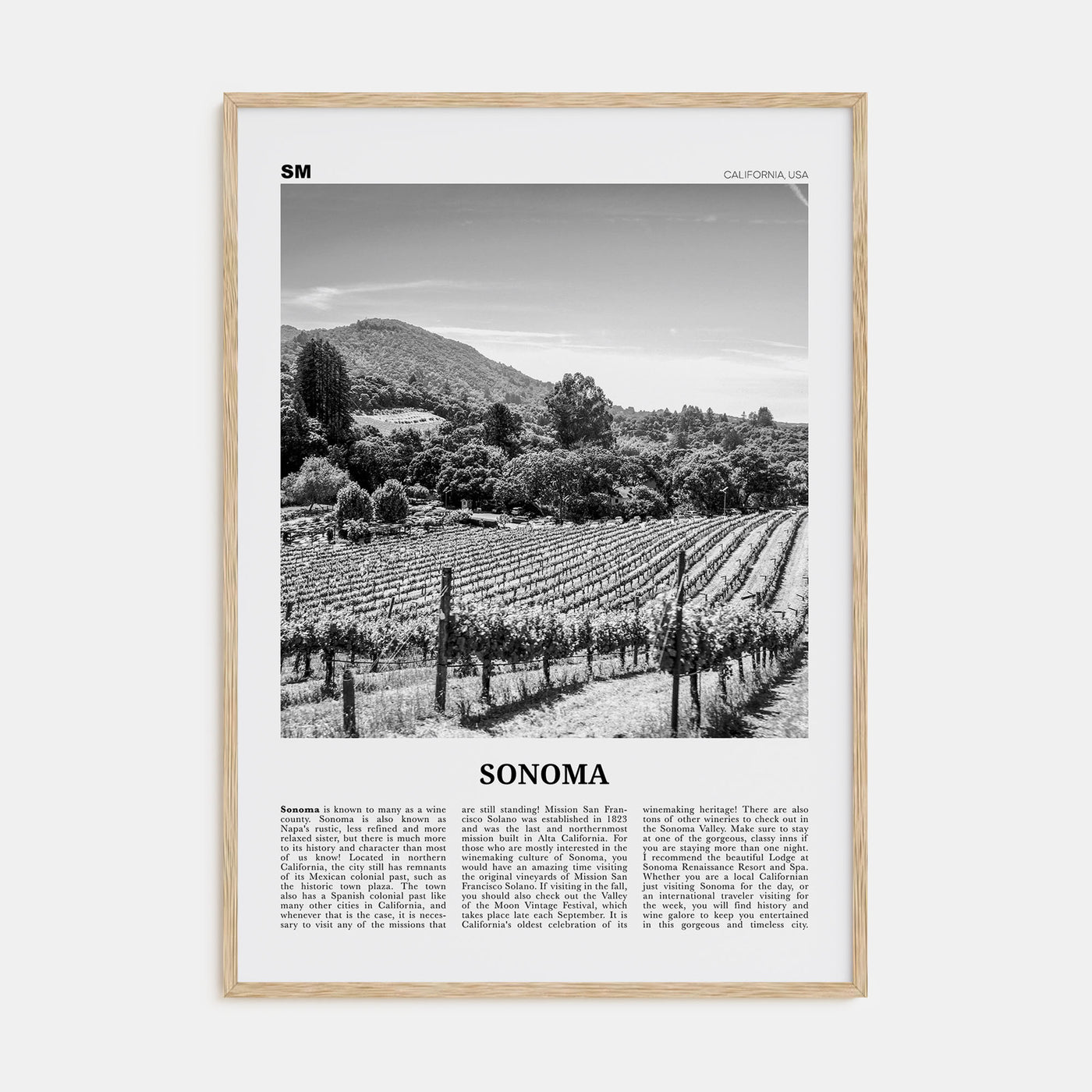 Sonoma Travel B&W Poster