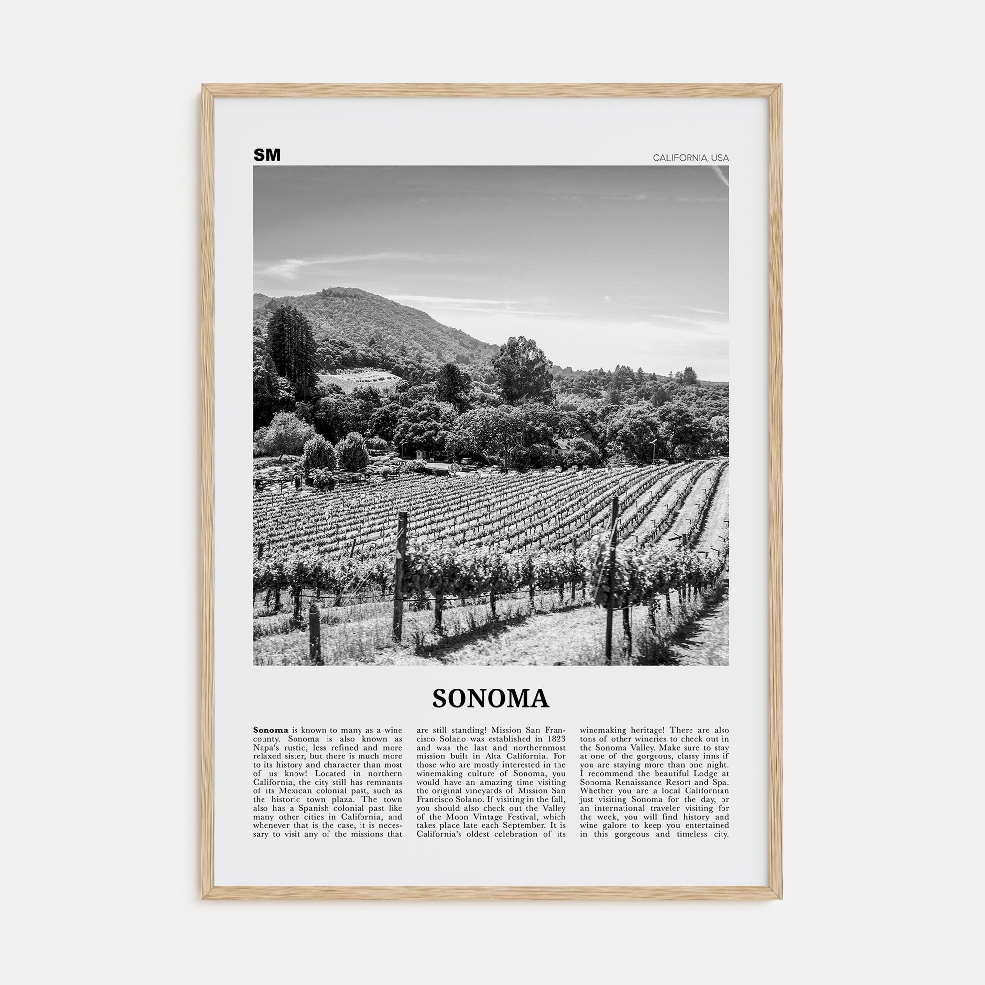 Sonoma Travel B&W Poster