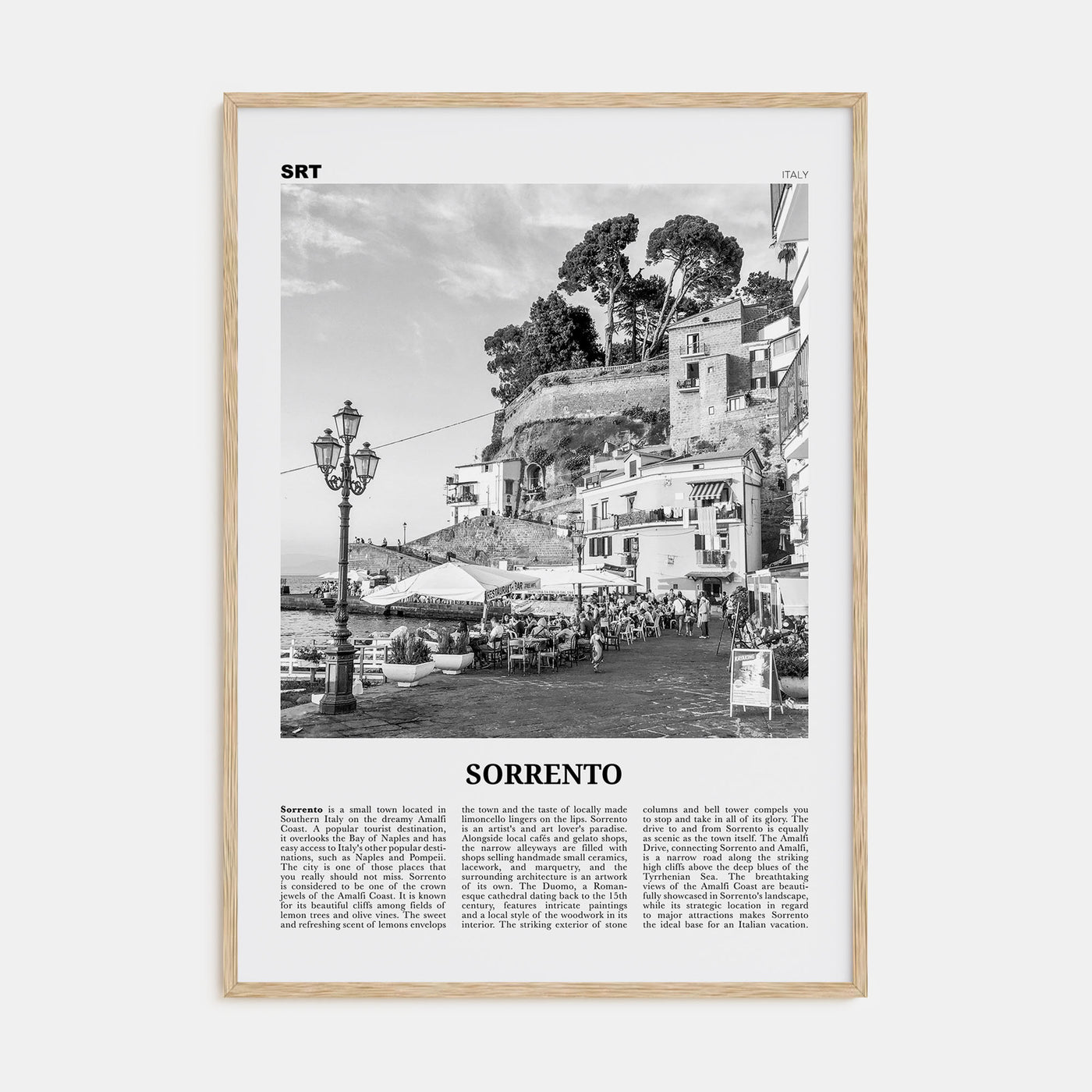 Sorrento, Italy Travel B&W Poster