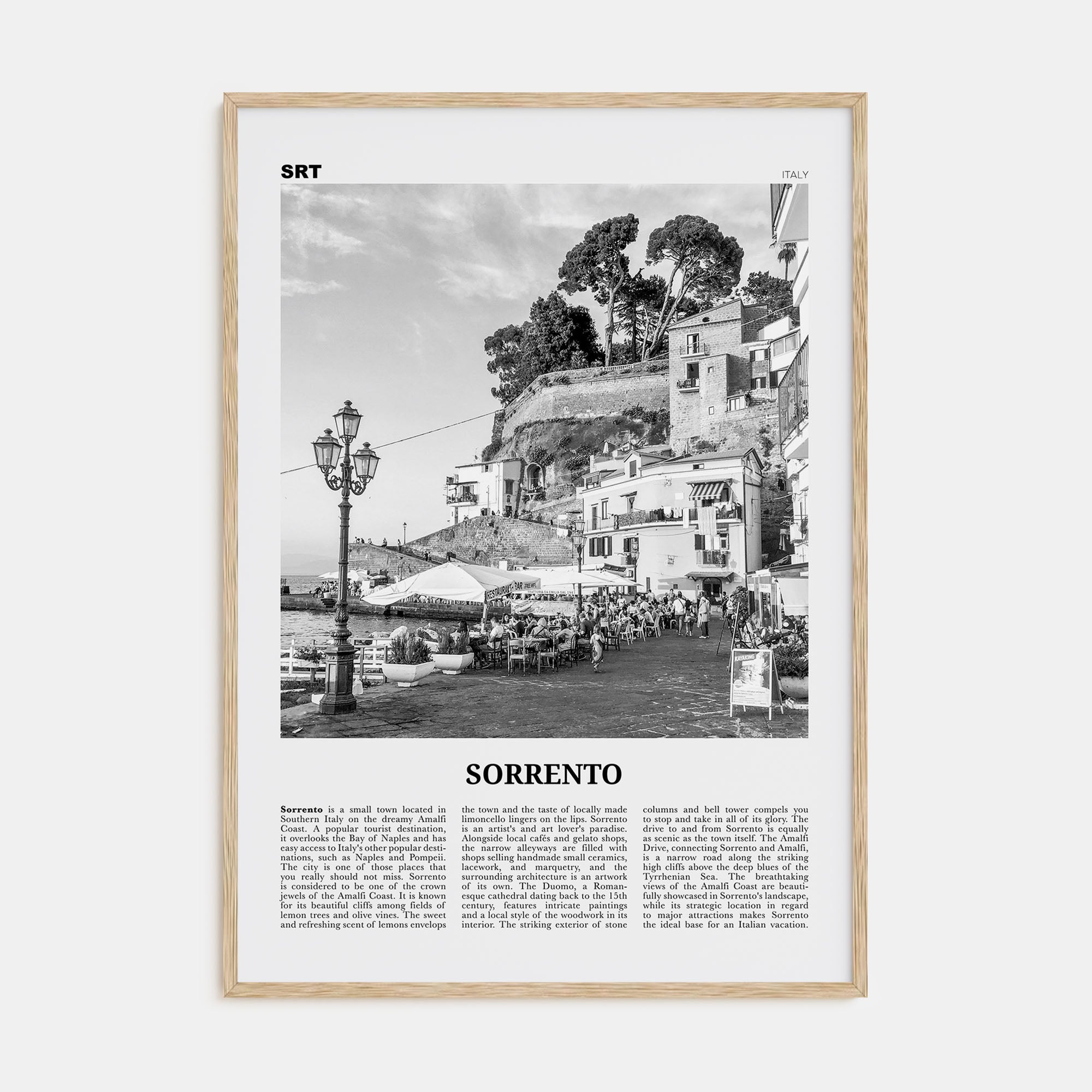 Sorrento, Italy Travel B&W Poster