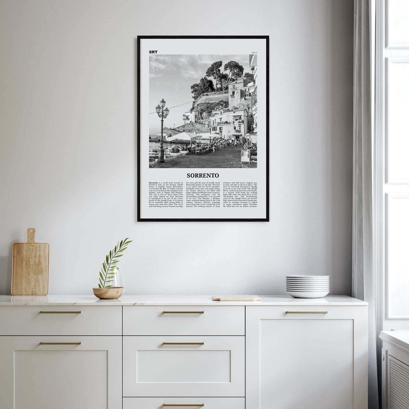 Sorrento, Italy Travel B&W Poster