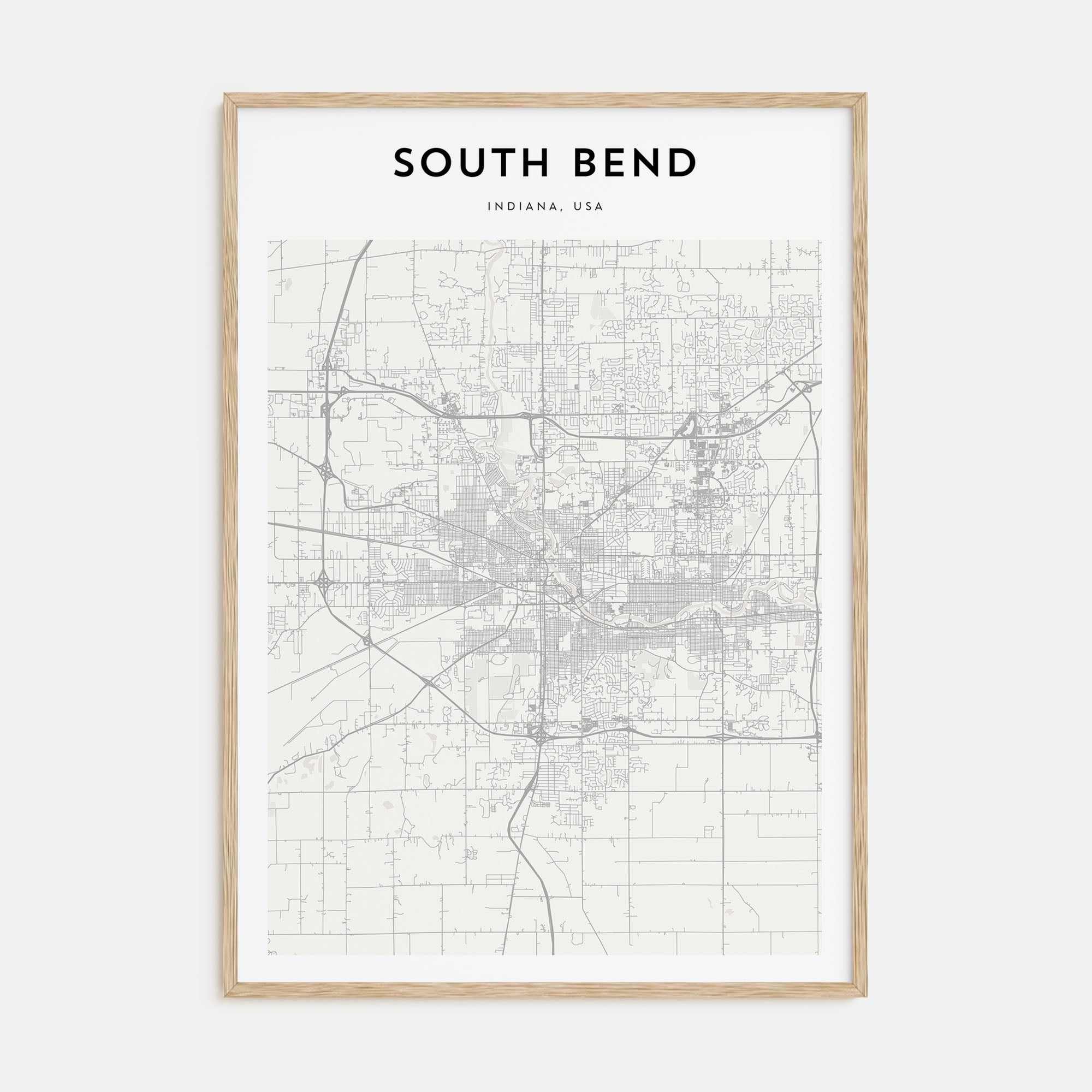 South Bend Map Portrait Poster