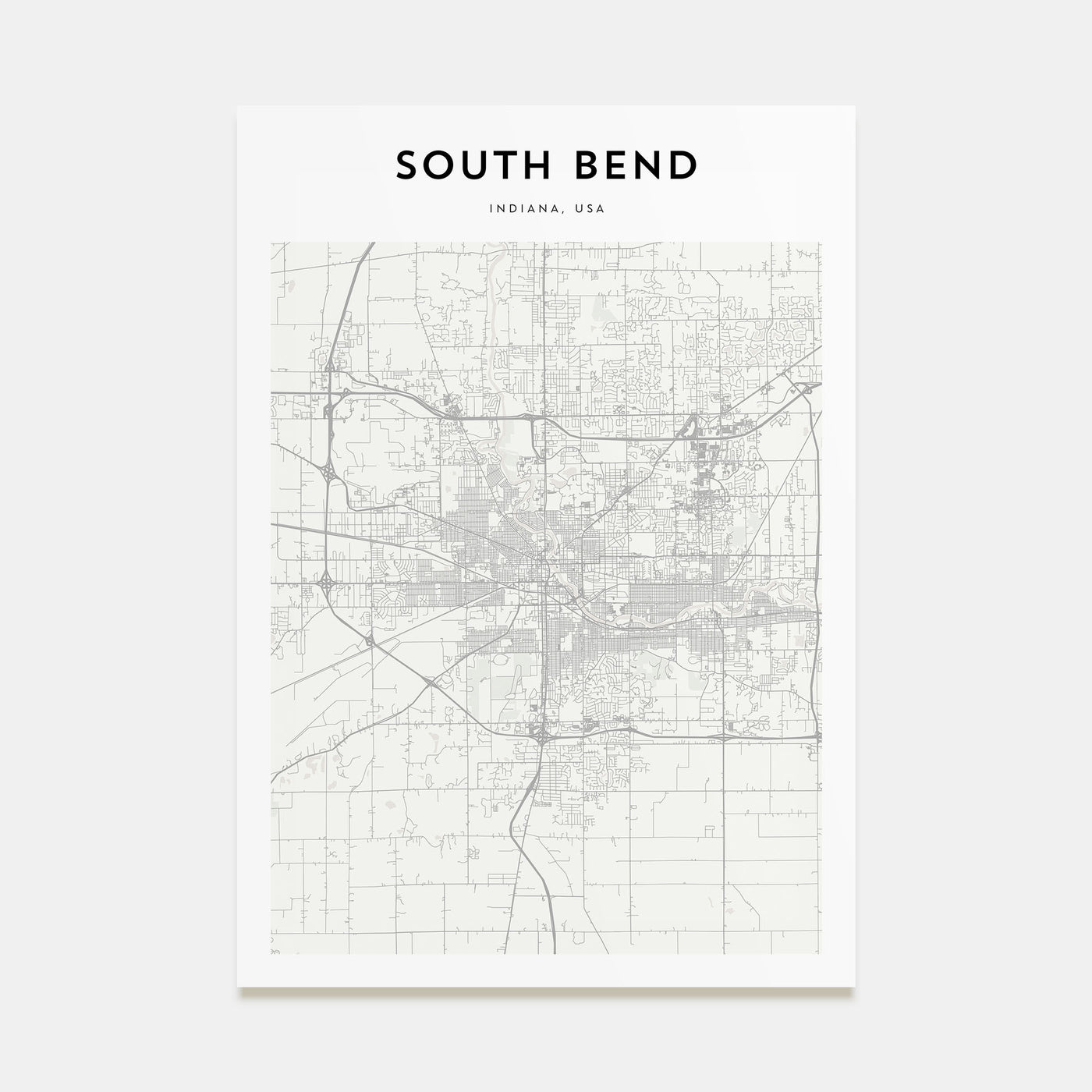 South Bend Map Portrait Poster
