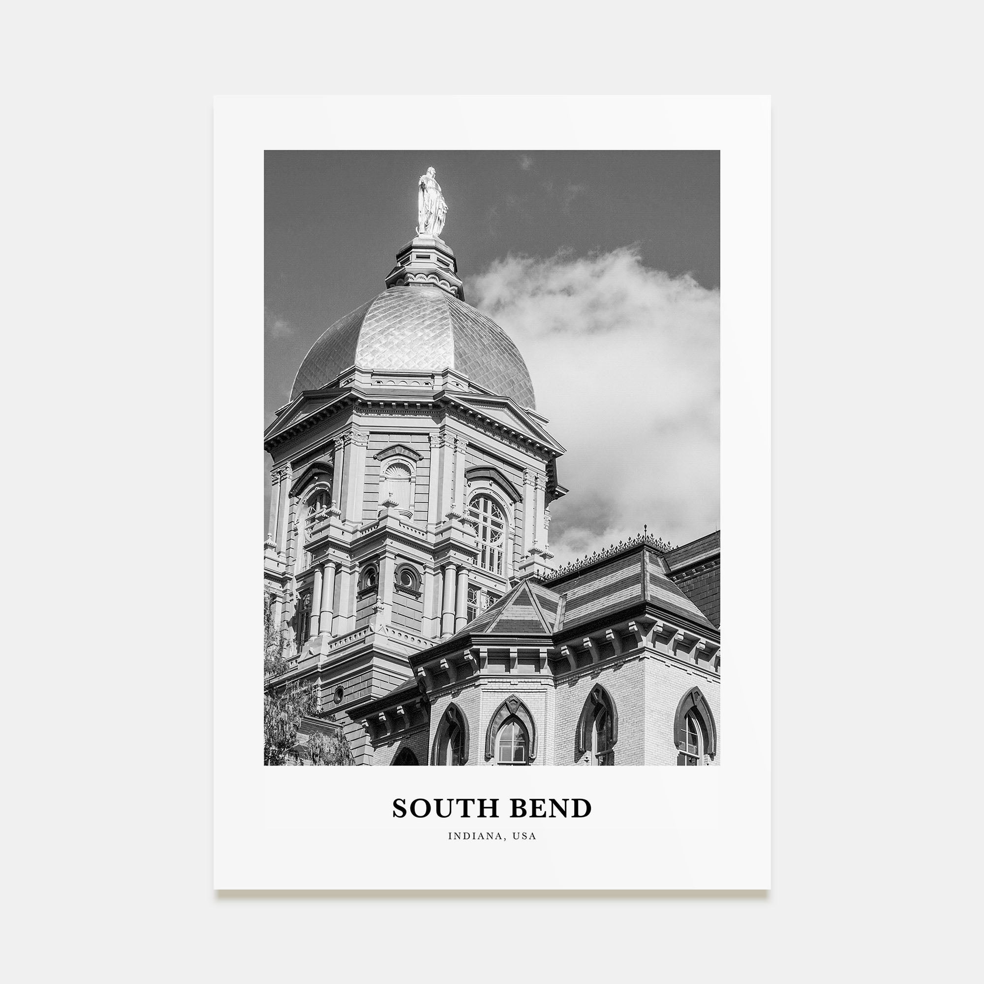 South Bend Portrait B&W Poster