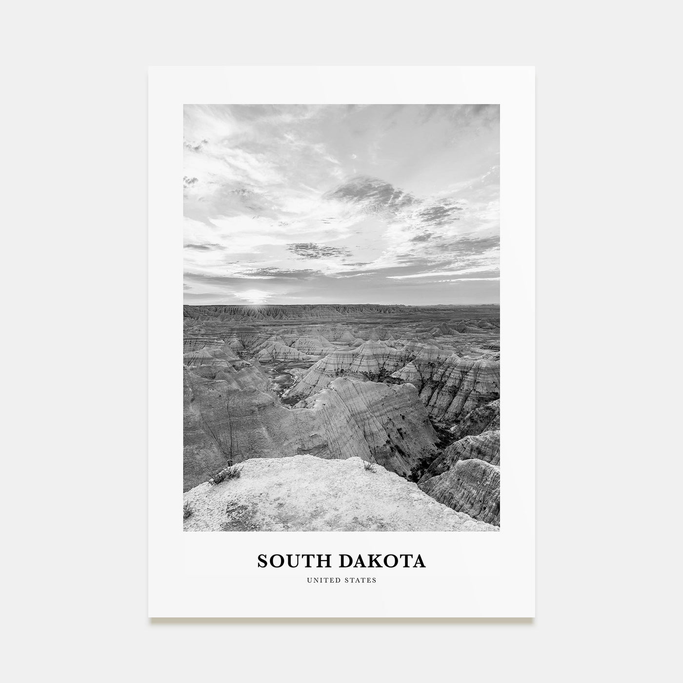 South Dakota Portrait B&W Poster