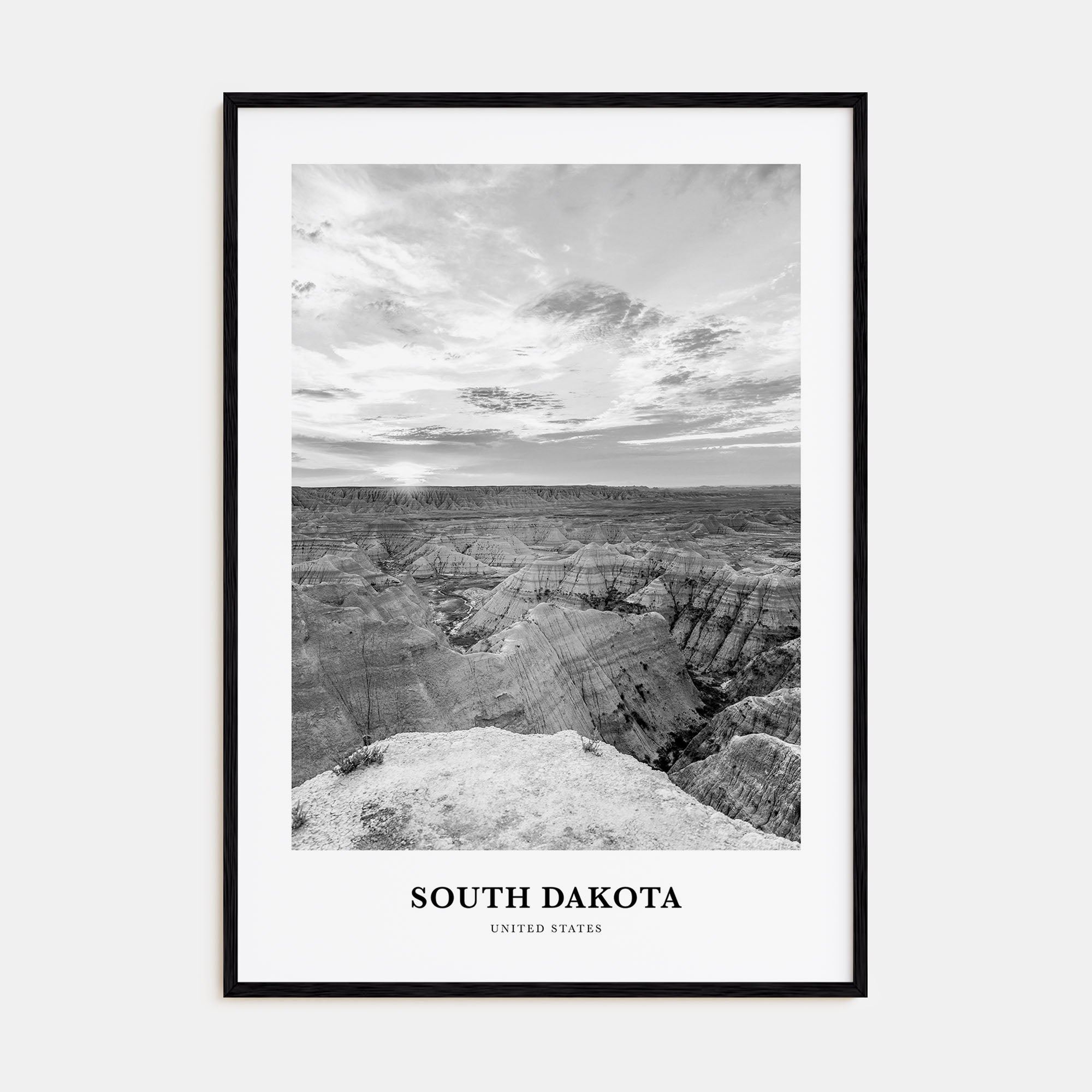 South Dakota Portrait B&W Poster