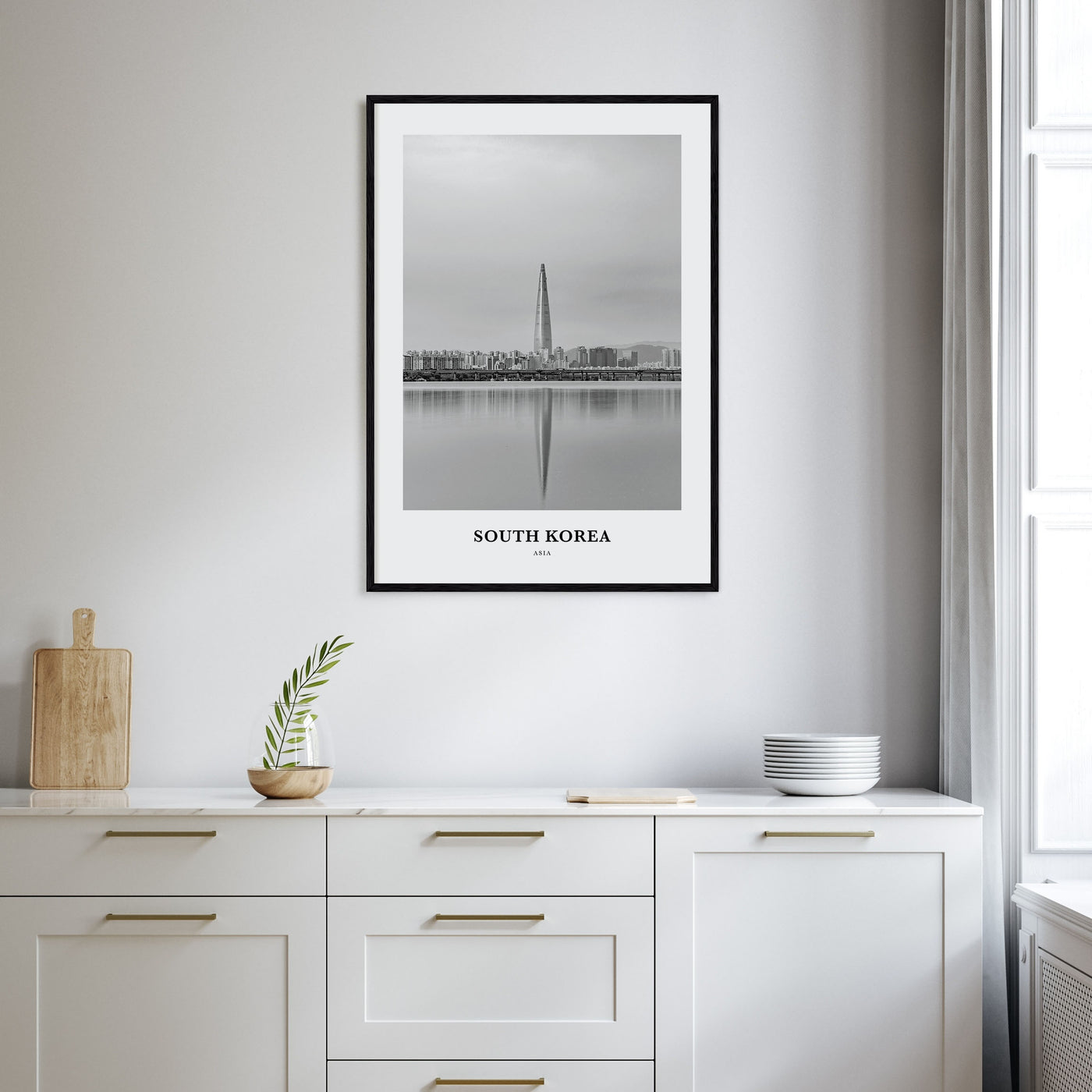 South Korea Portrait B&W Poster