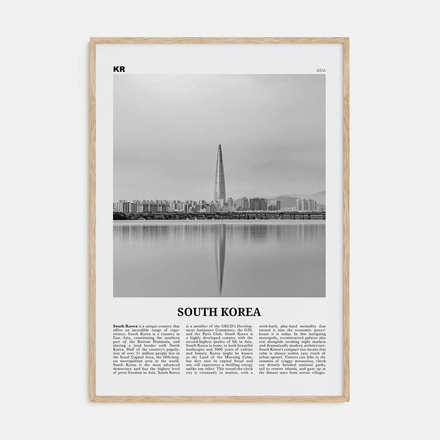 South Korea Travel B&W Poster