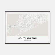 Southampton, New York Map Landscape Poster