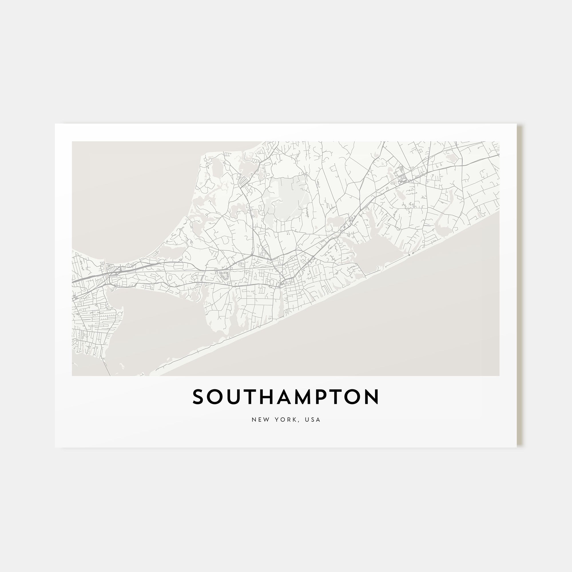 Southampton, New York Map Landscape Poster