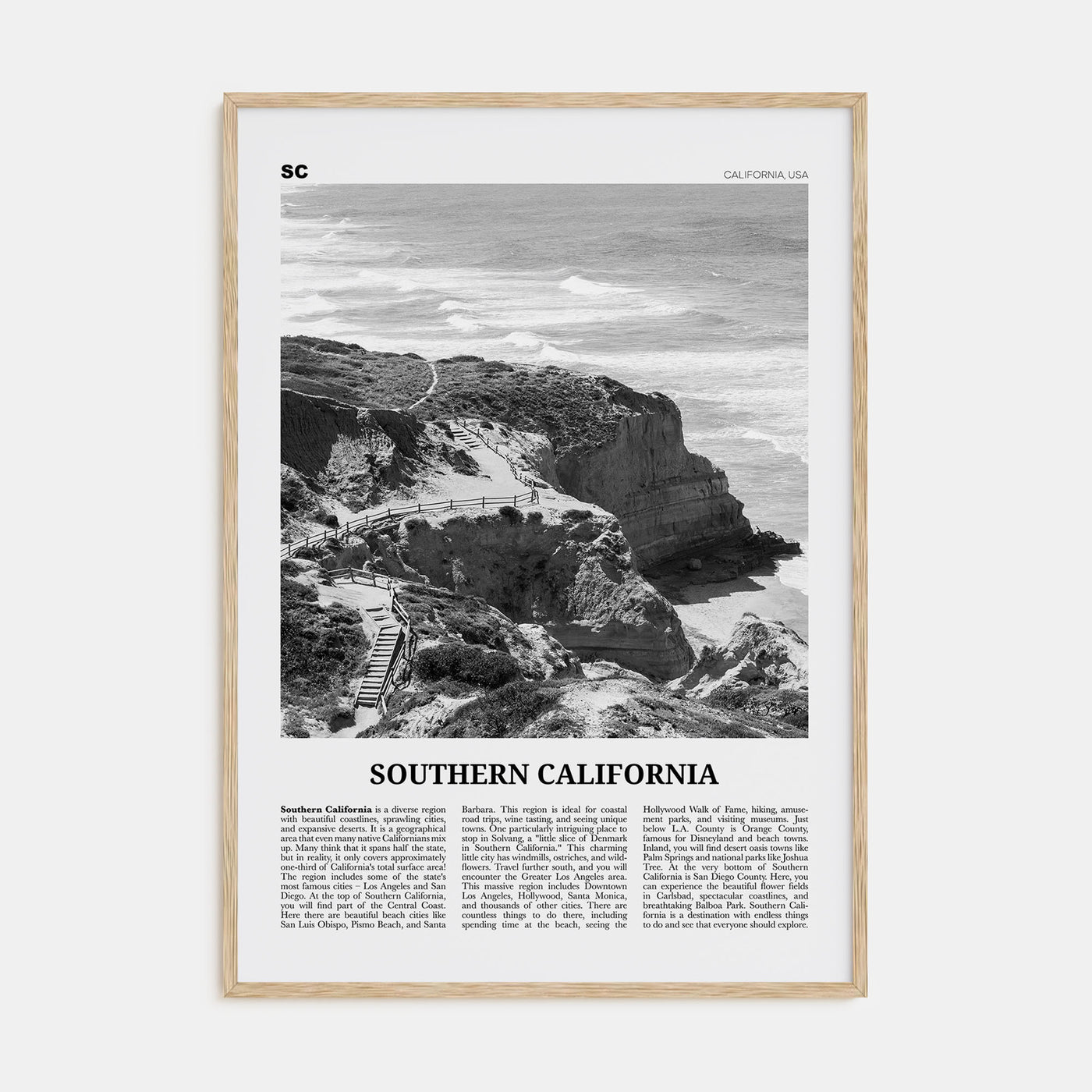 Southern California Travel B&W Poster