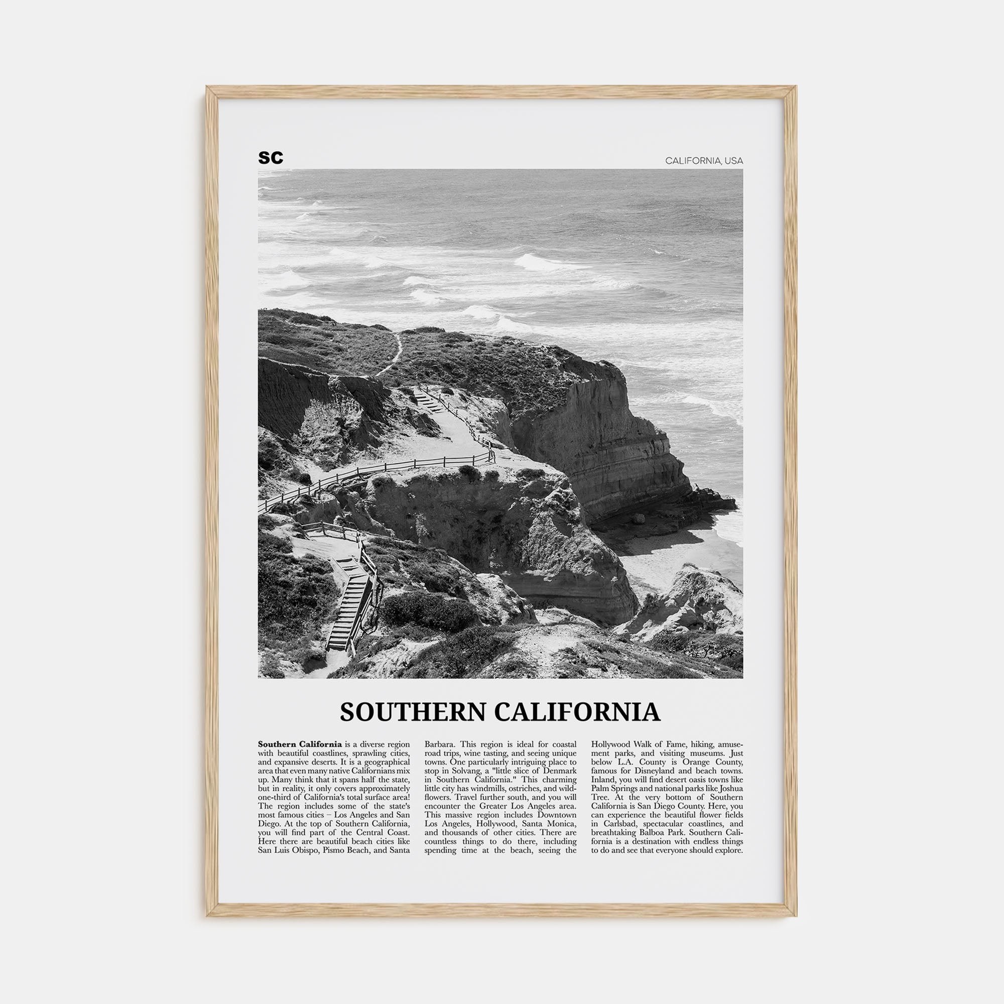 Southern California Travel B&W Poster
