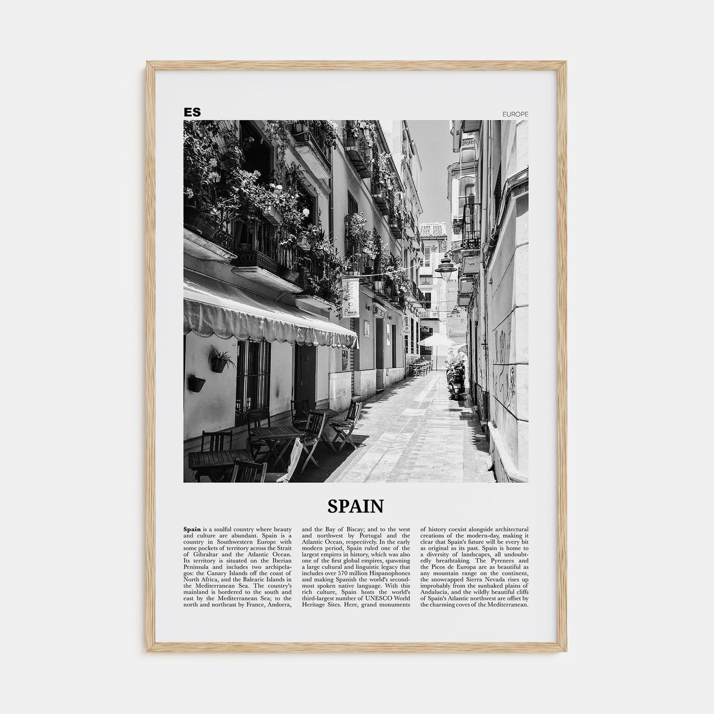 Spain Travel B&W No 1 Poster