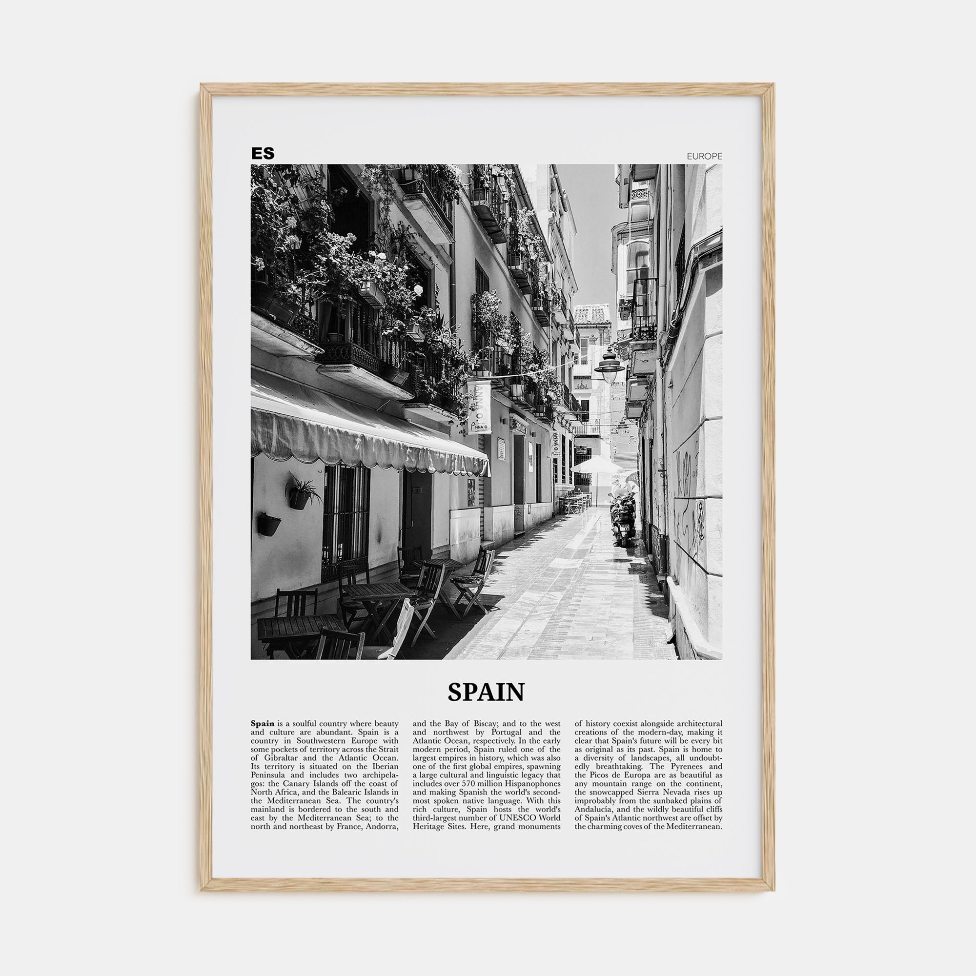 Spain Travel B&W No 1 Poster