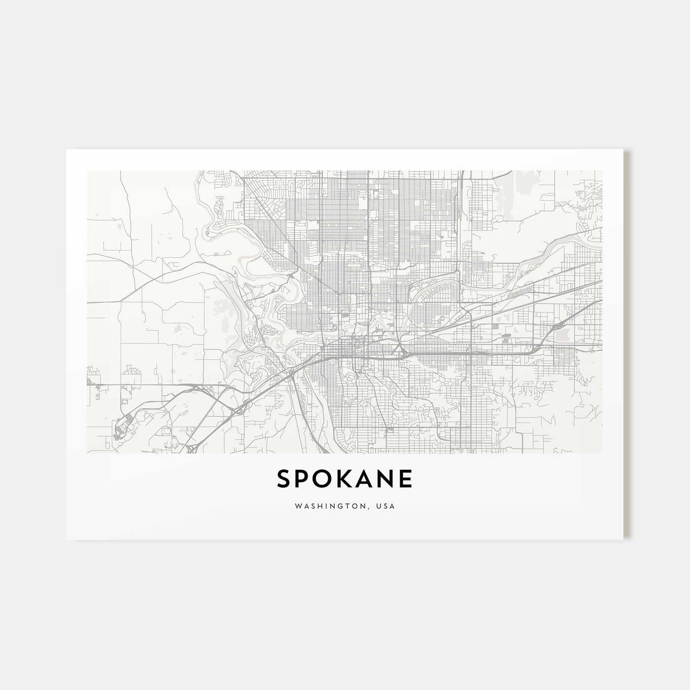 Spokane Map Landscape Poster