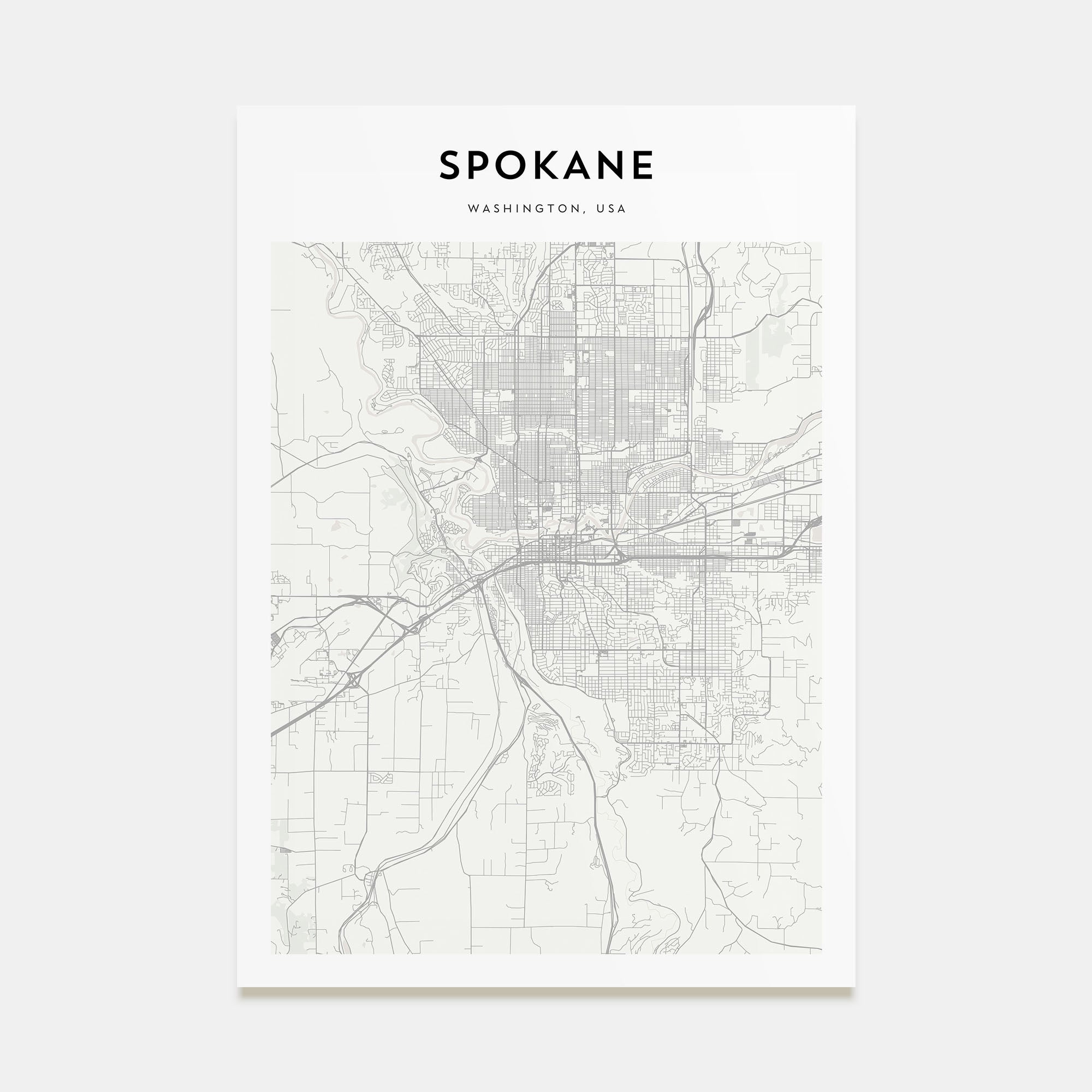 Spokane Map Portrait Poster