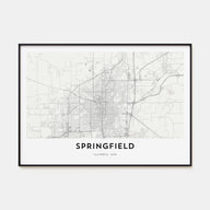 Springfield, Illinois Map Landscape Poster