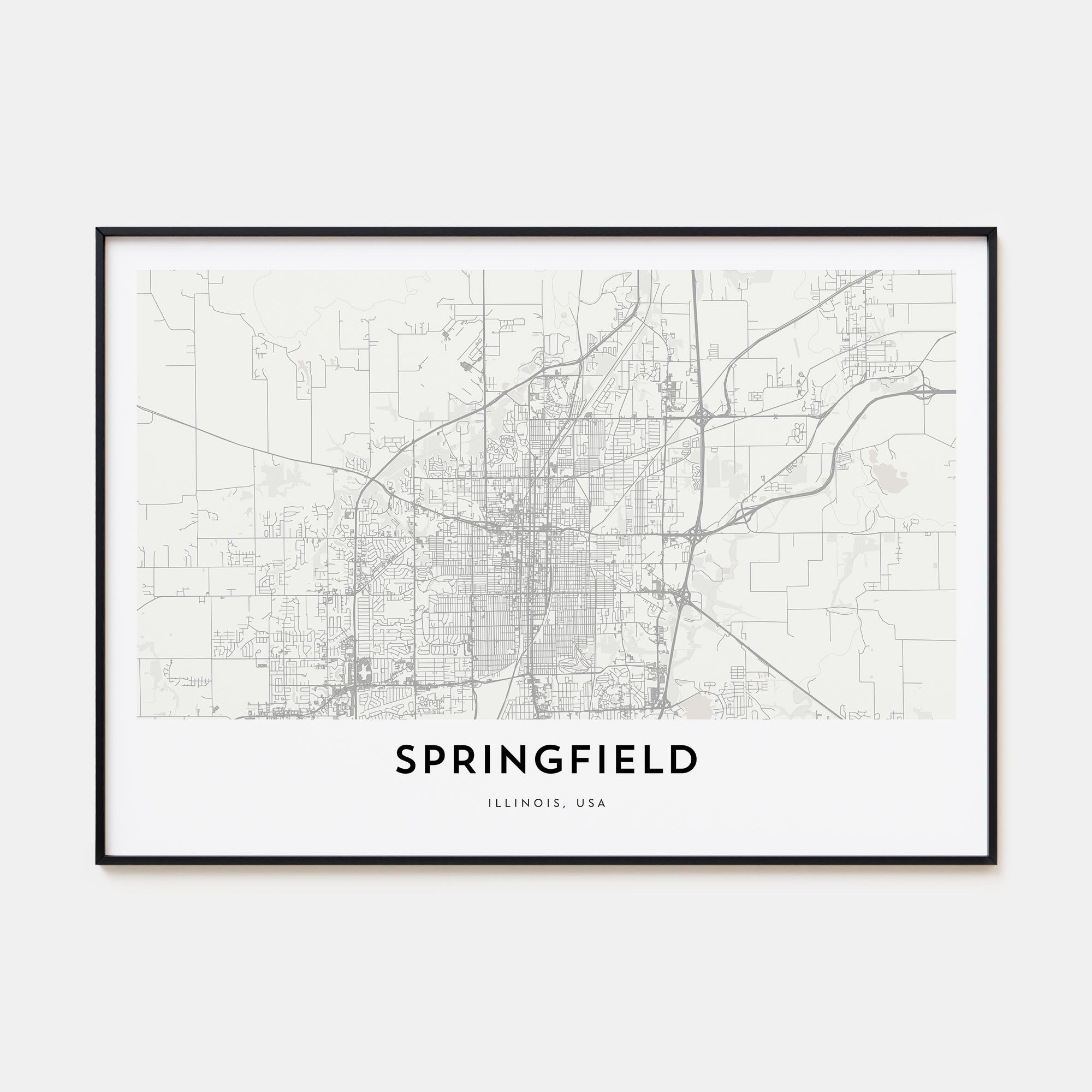 Springfield, Illinois Map Landscape Poster