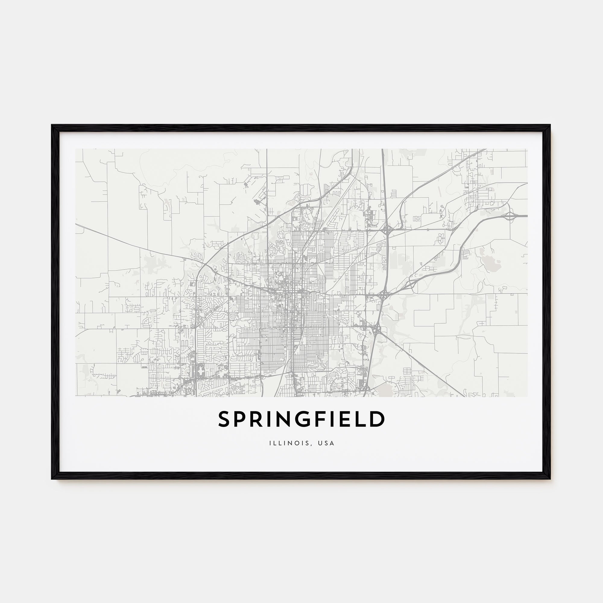 Springfield, Illinois Map Landscape Poster