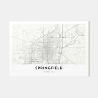 Springfield, Illinois Map Landscape Poster