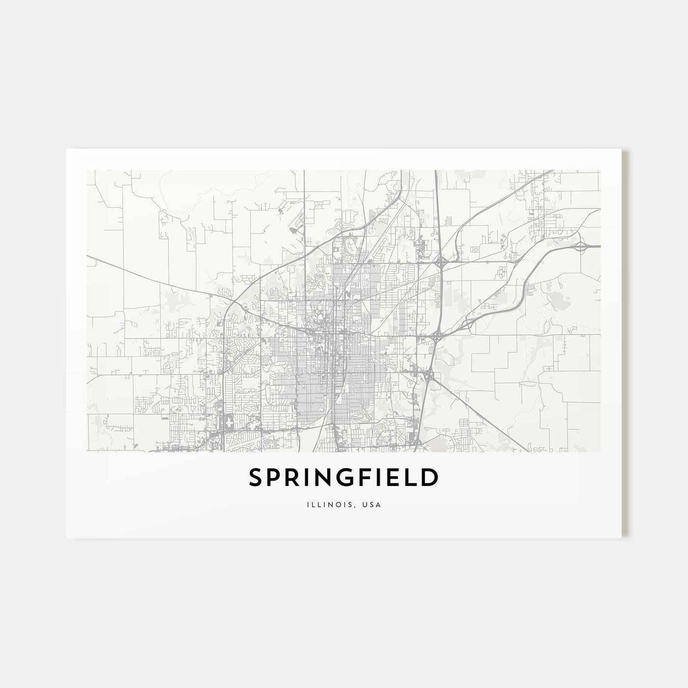 Springfield, Illinois Map Landscape Poster