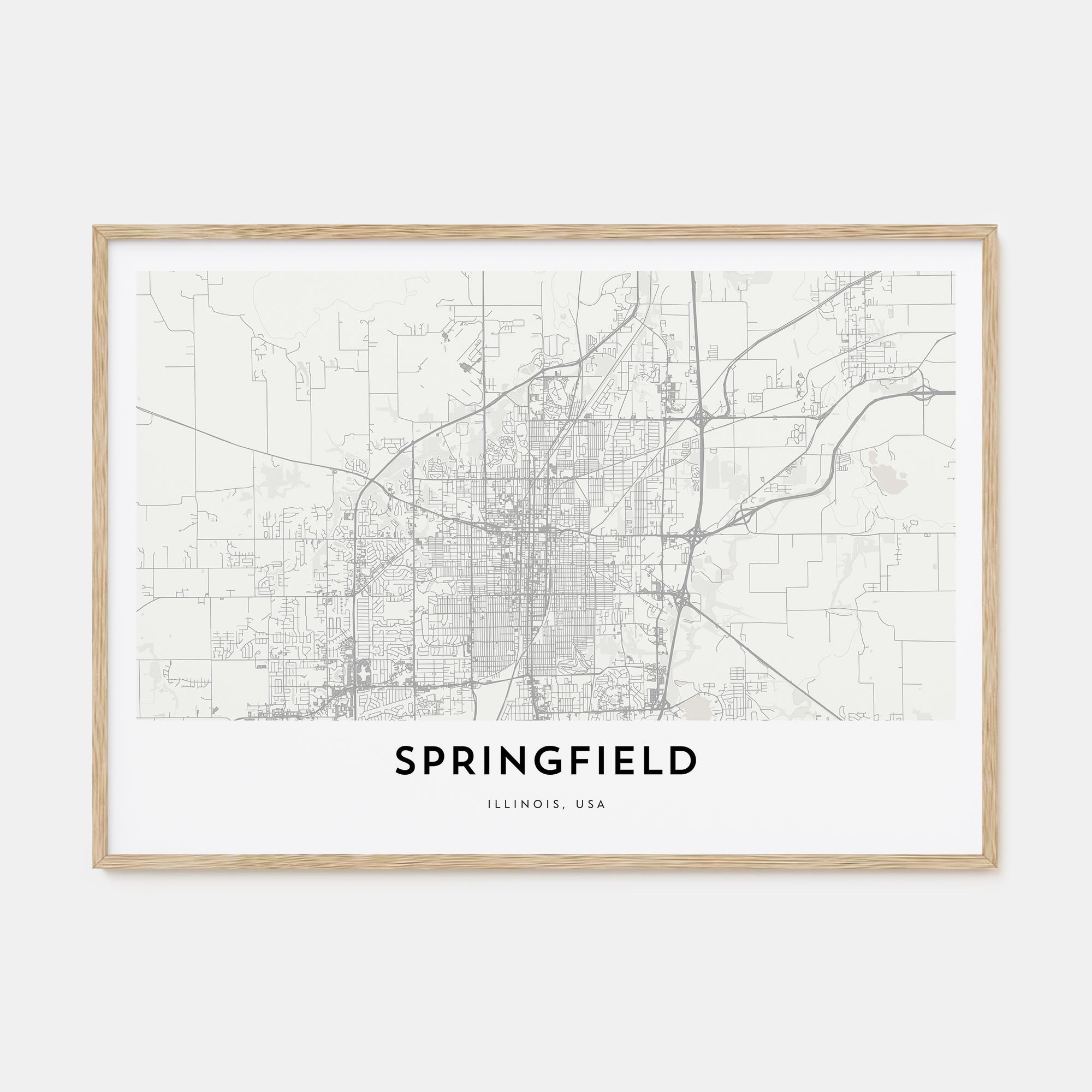 Springfield, Illinois Map Landscape Poster