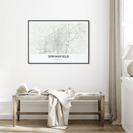 Springfield, Illinois Map Landscape Poster