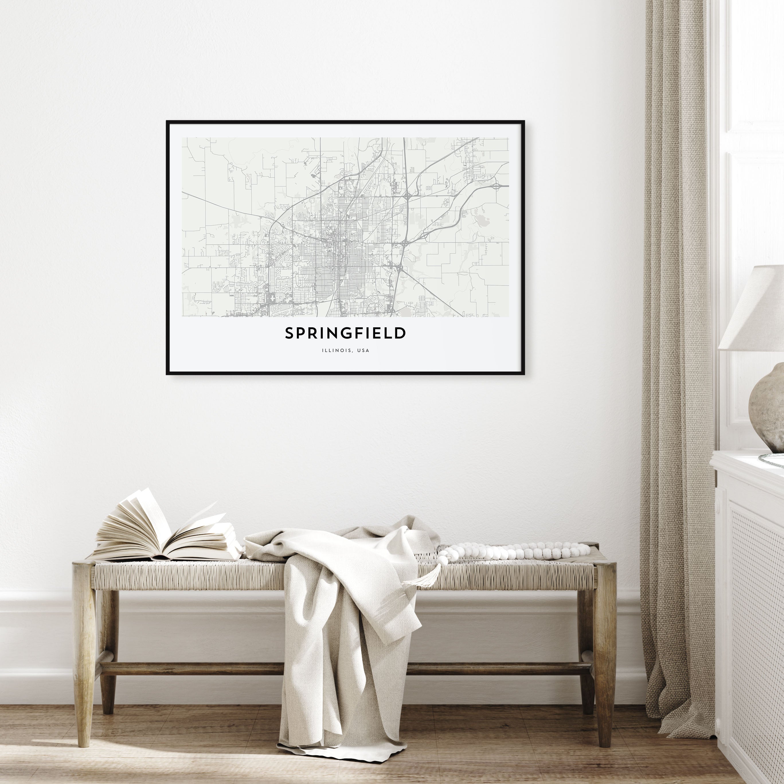 Springfield, Illinois Map Landscape Poster