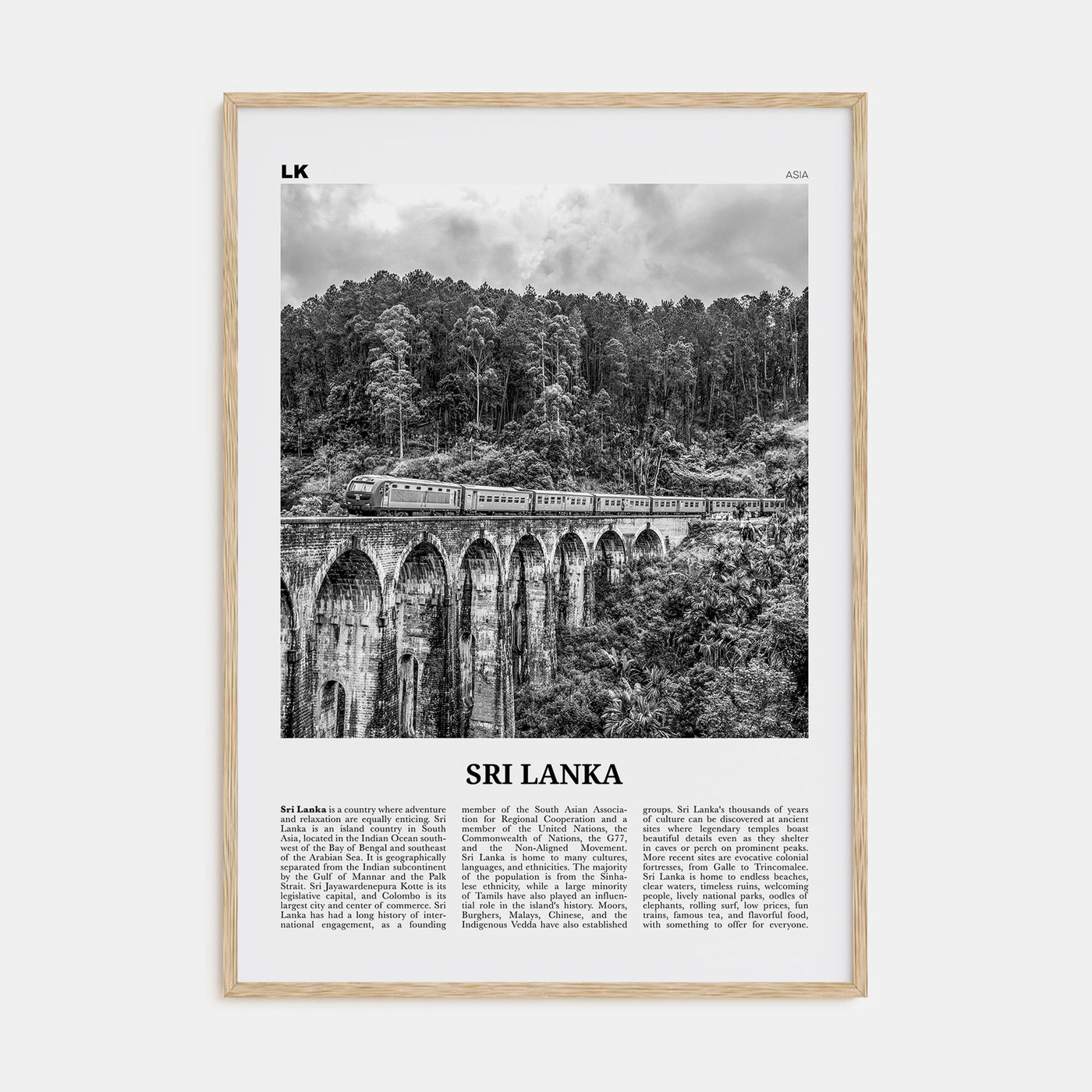 Sri Lanka Travel B&W Poster