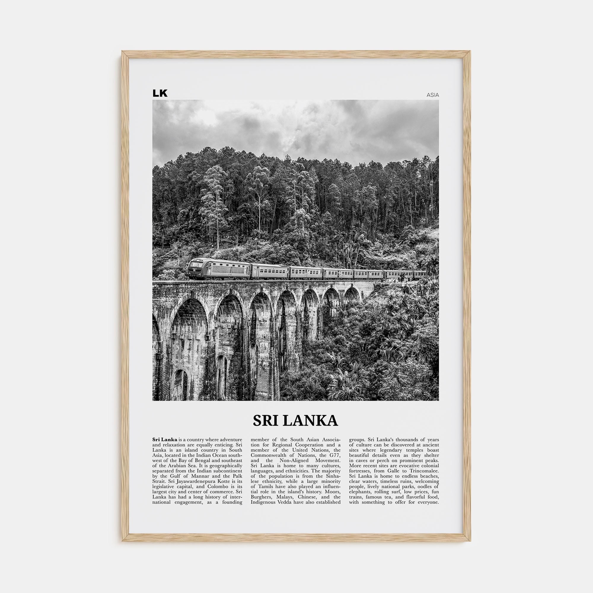 Sri Lanka Travel B&W Poster