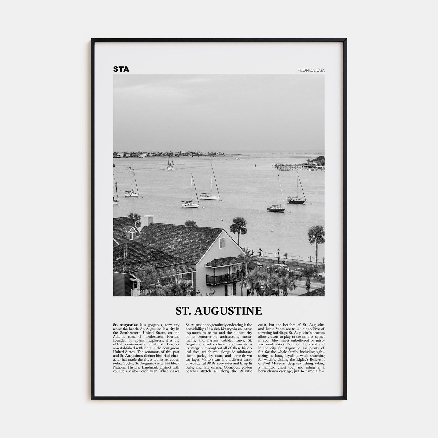 St. Augustine Travel B&W No 1 Poster