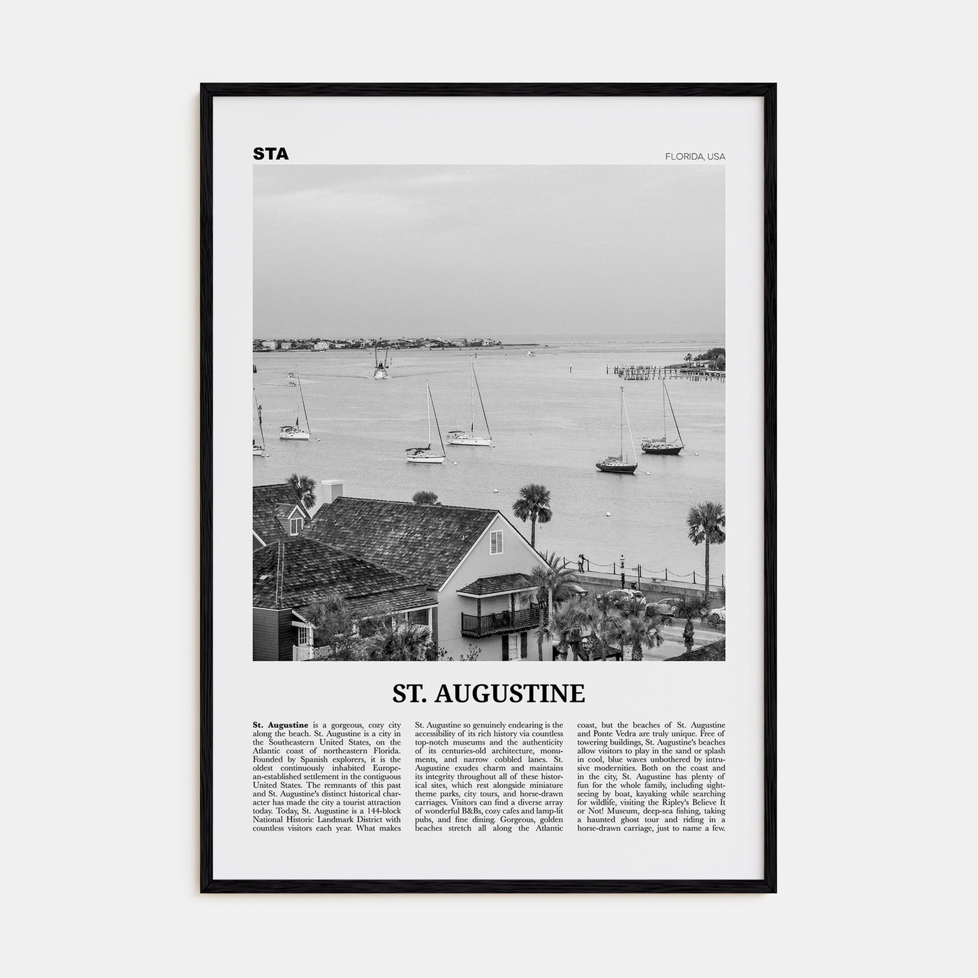 St. Augustine Travel B&W No 1 Poster