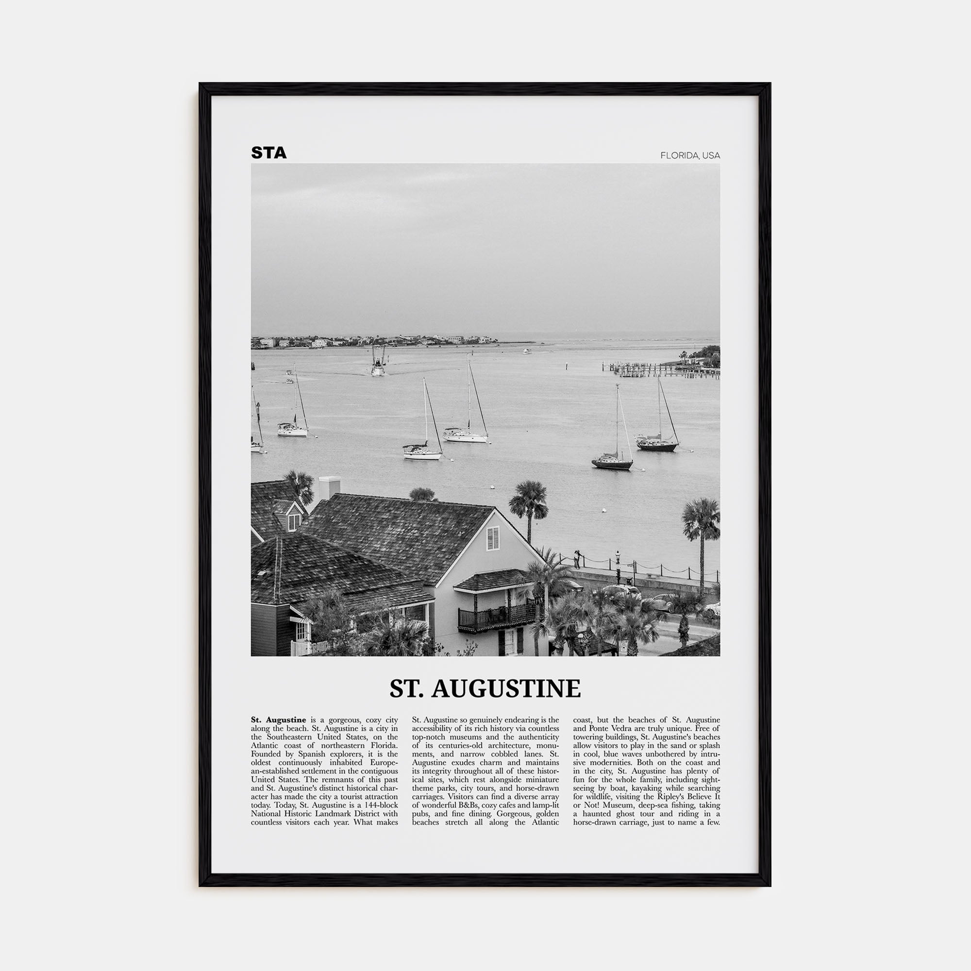 St. Augustine Travel B&W No 1 Poster