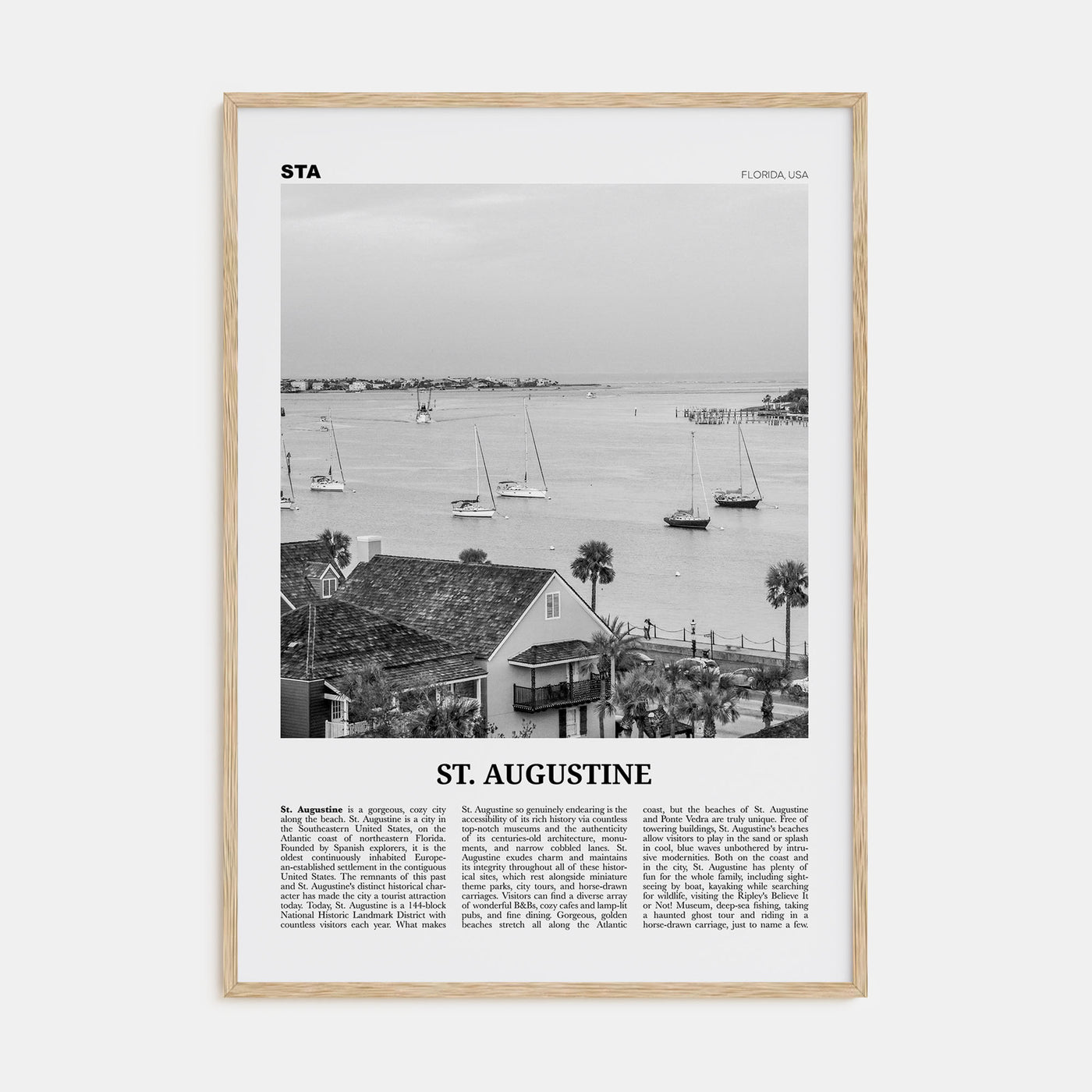 St. Augustine Travel B&W No 1 Poster