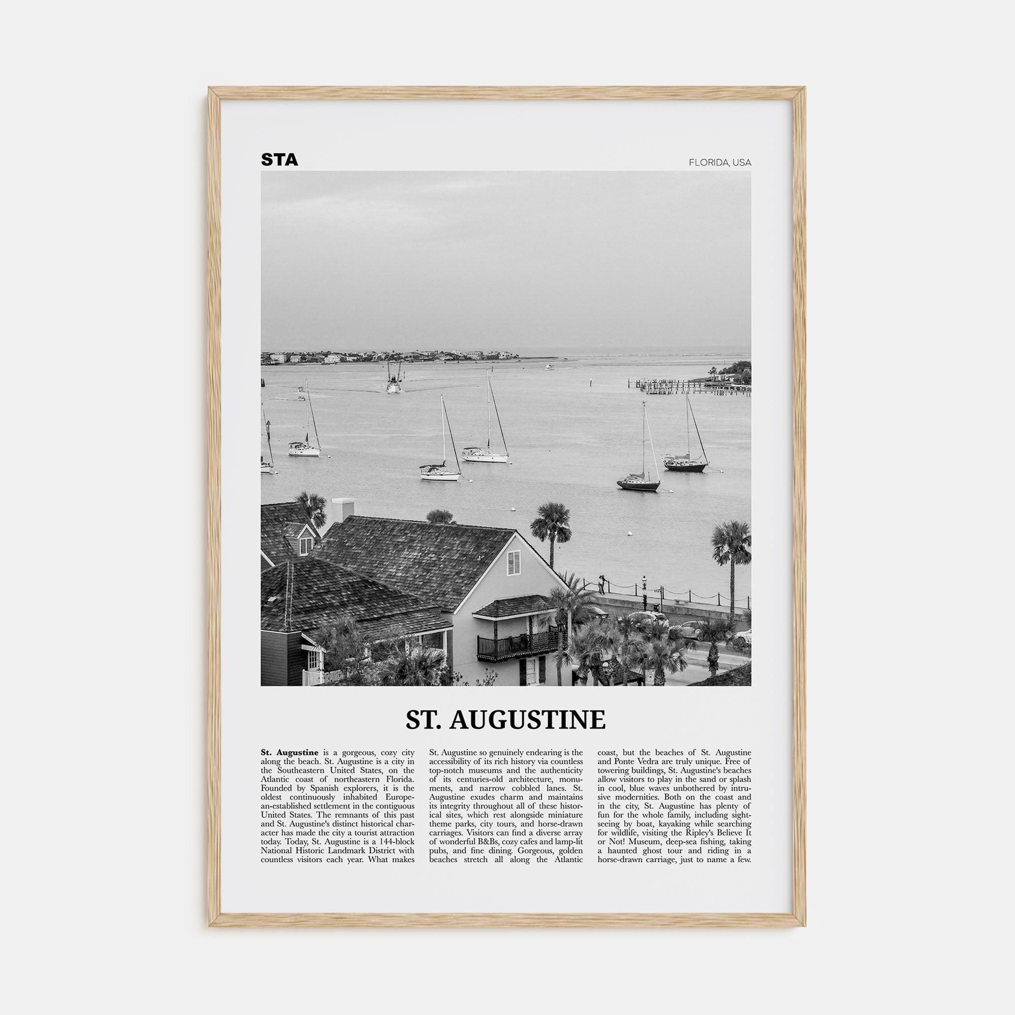 St. Augustine Travel B&W No 1 Poster