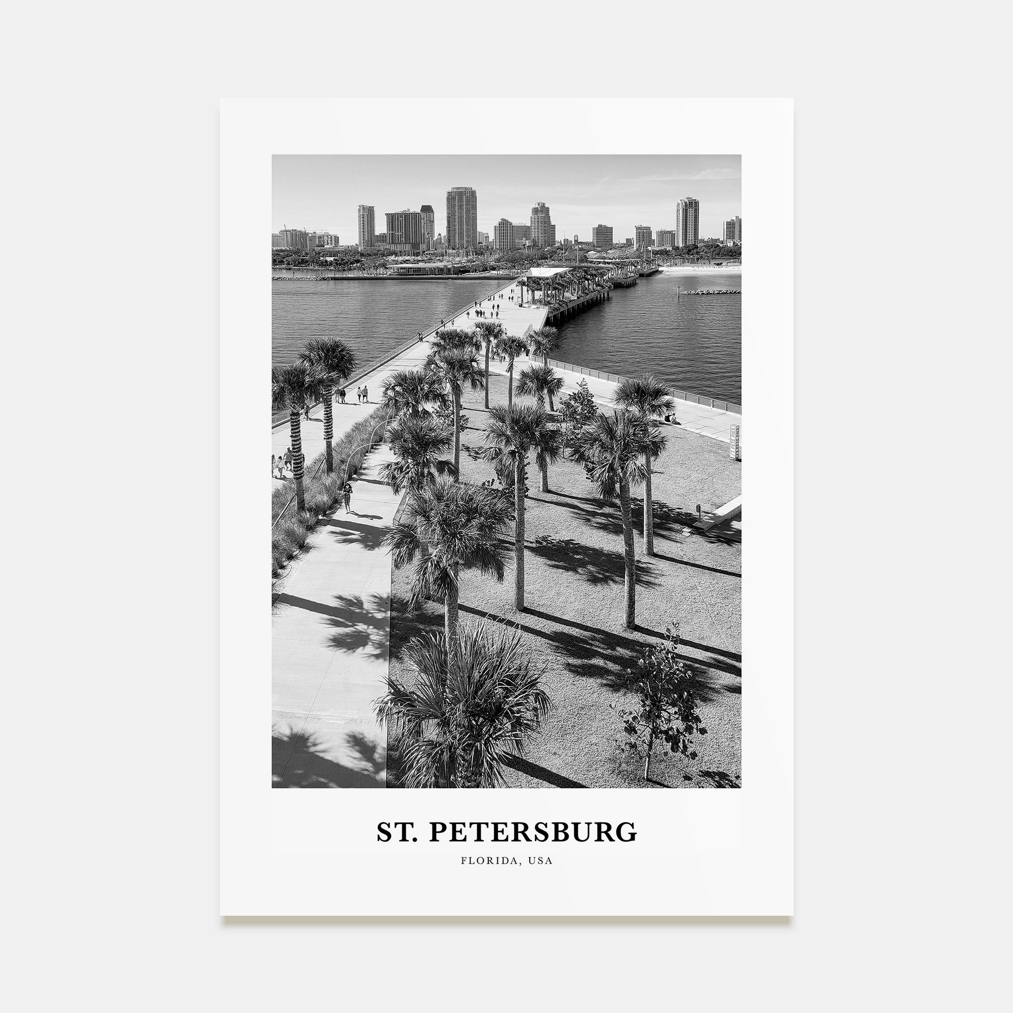 St. Petersburg, Florida Portrait B&W No 2 Poster