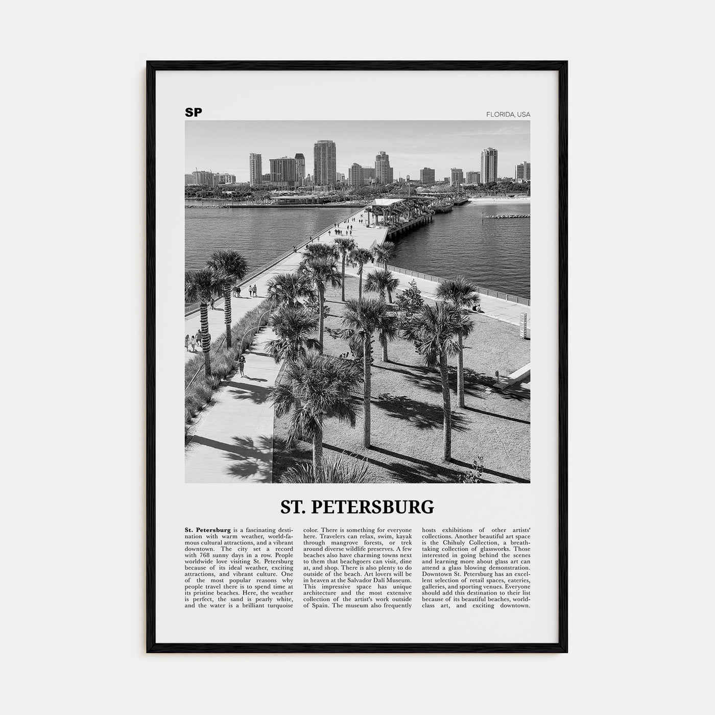 St. Petersburg, Florida Travel B&W No 2 Poster