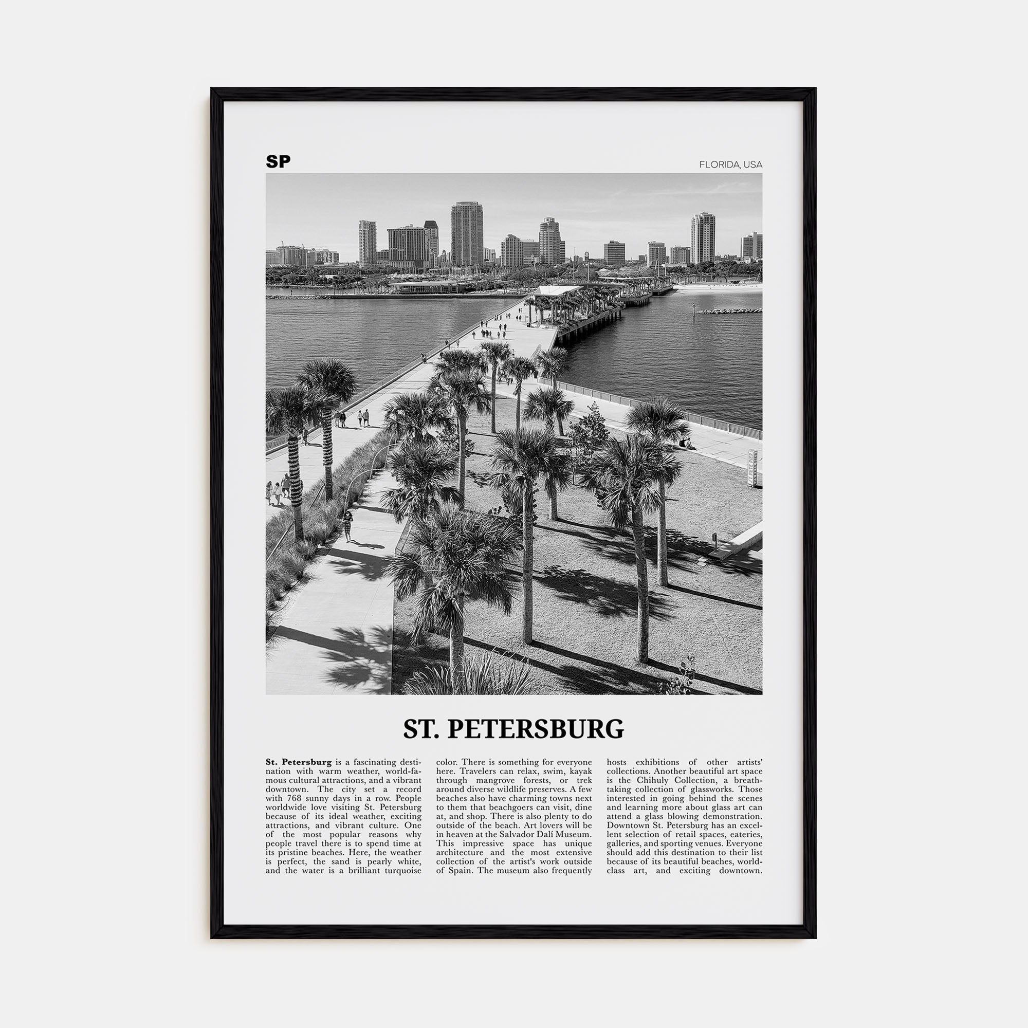 St. Petersburg, Florida Travel B&W No 2 Poster