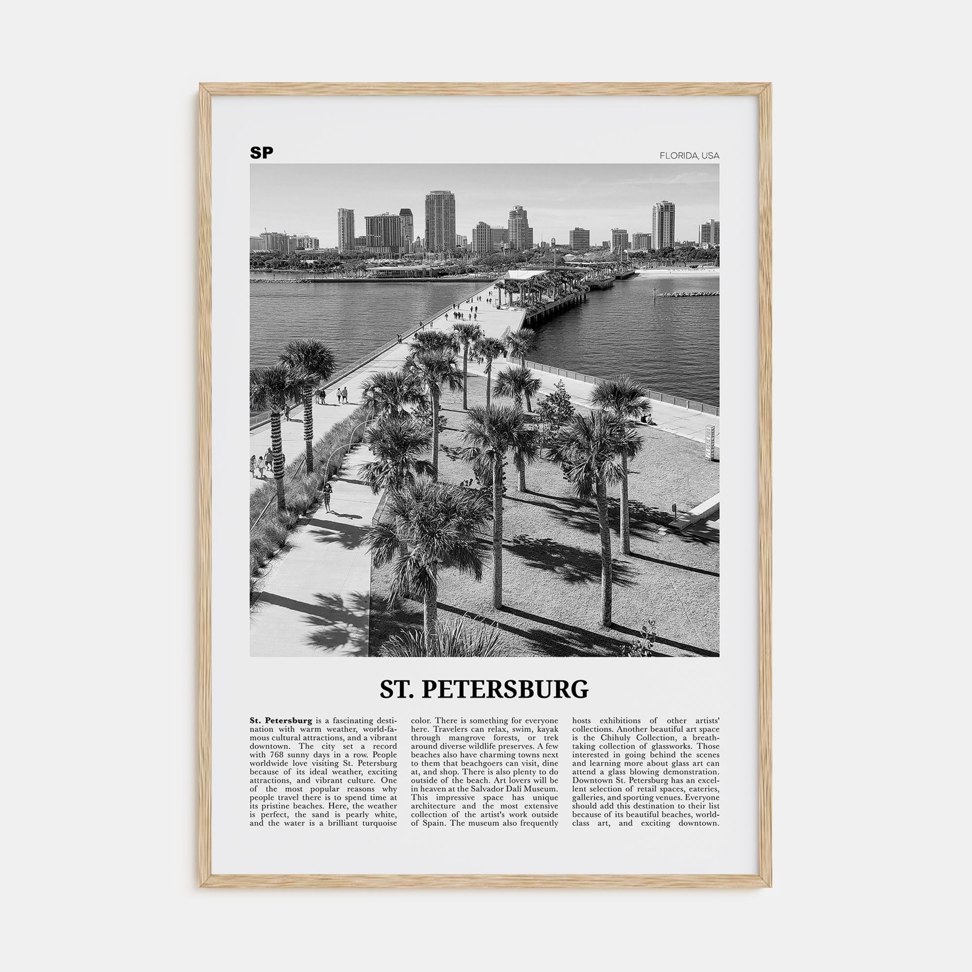 St. Petersburg, Florida Travel B&W No 2 Poster
