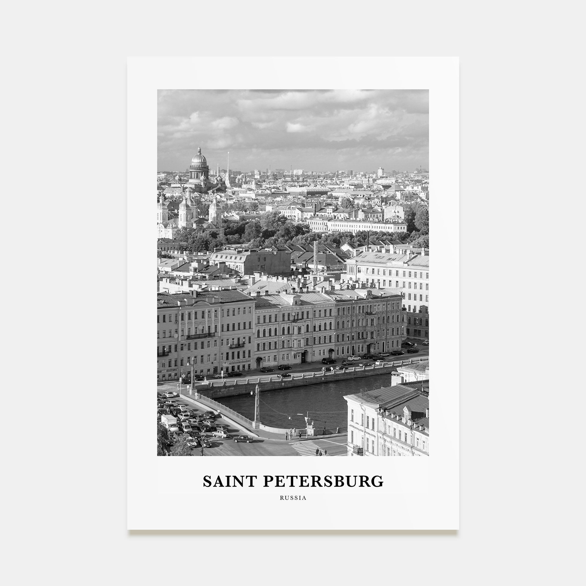 St. Petersburg, Russia Portrait B&W Poster