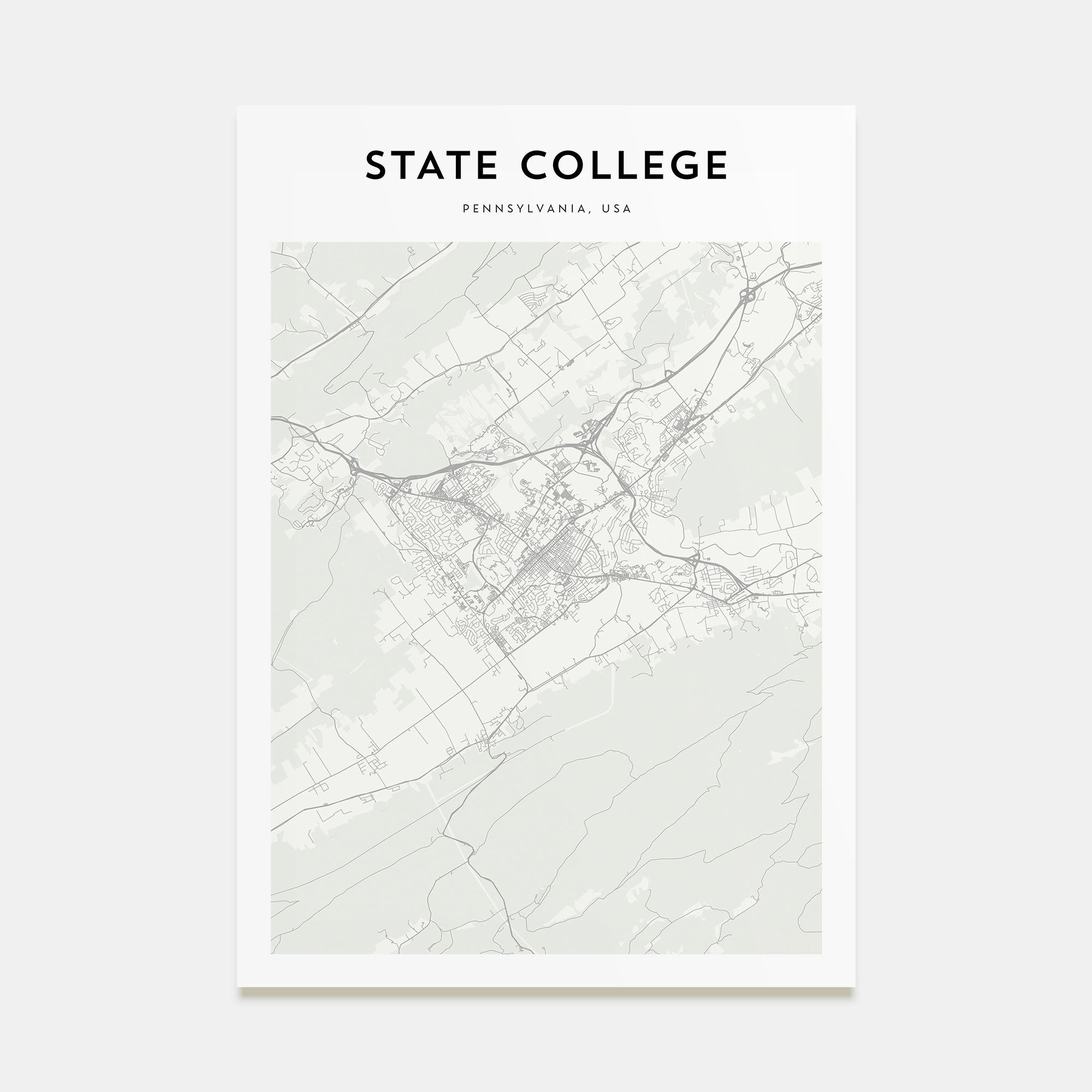 State College Map Portrait Poster