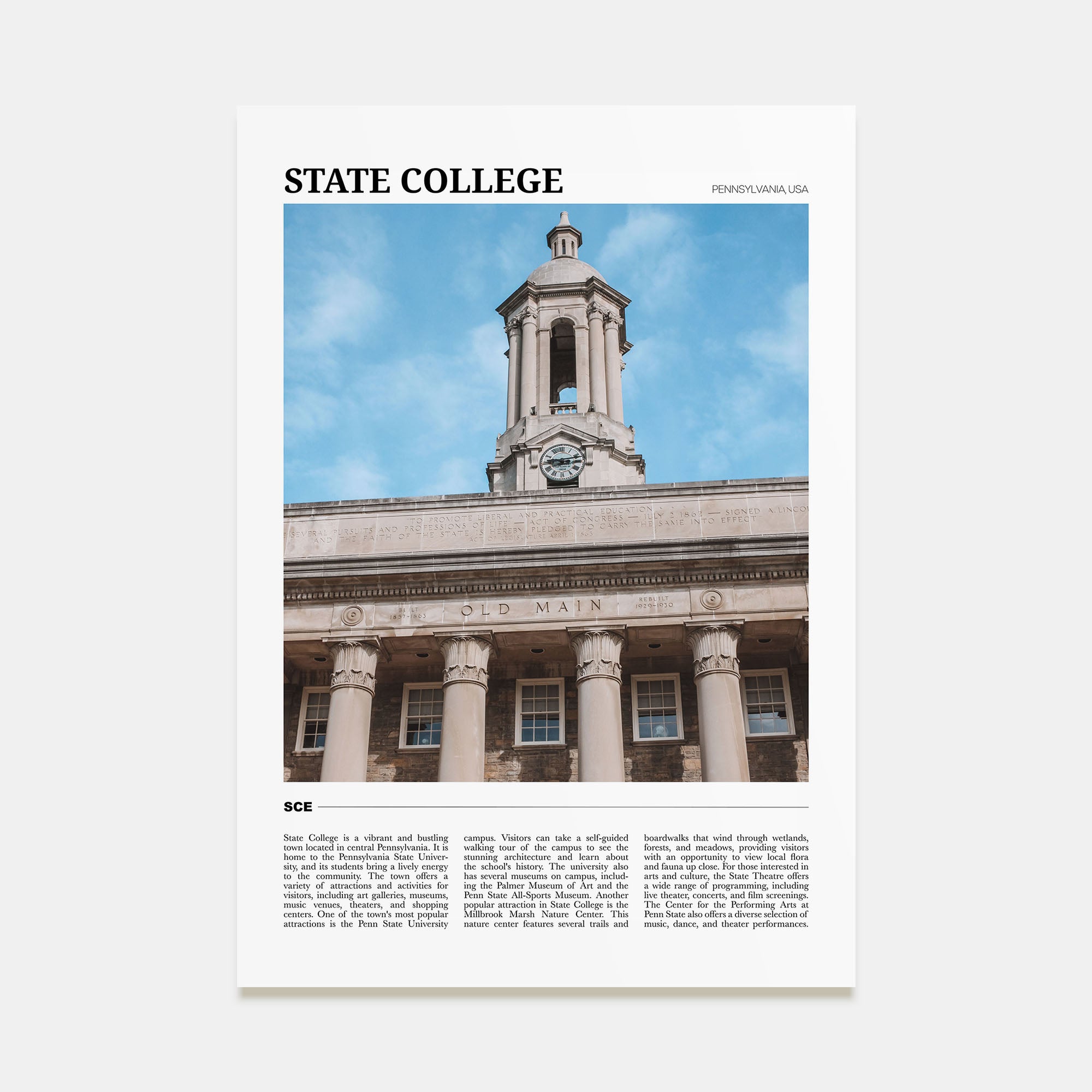State College Travel Color Poster
