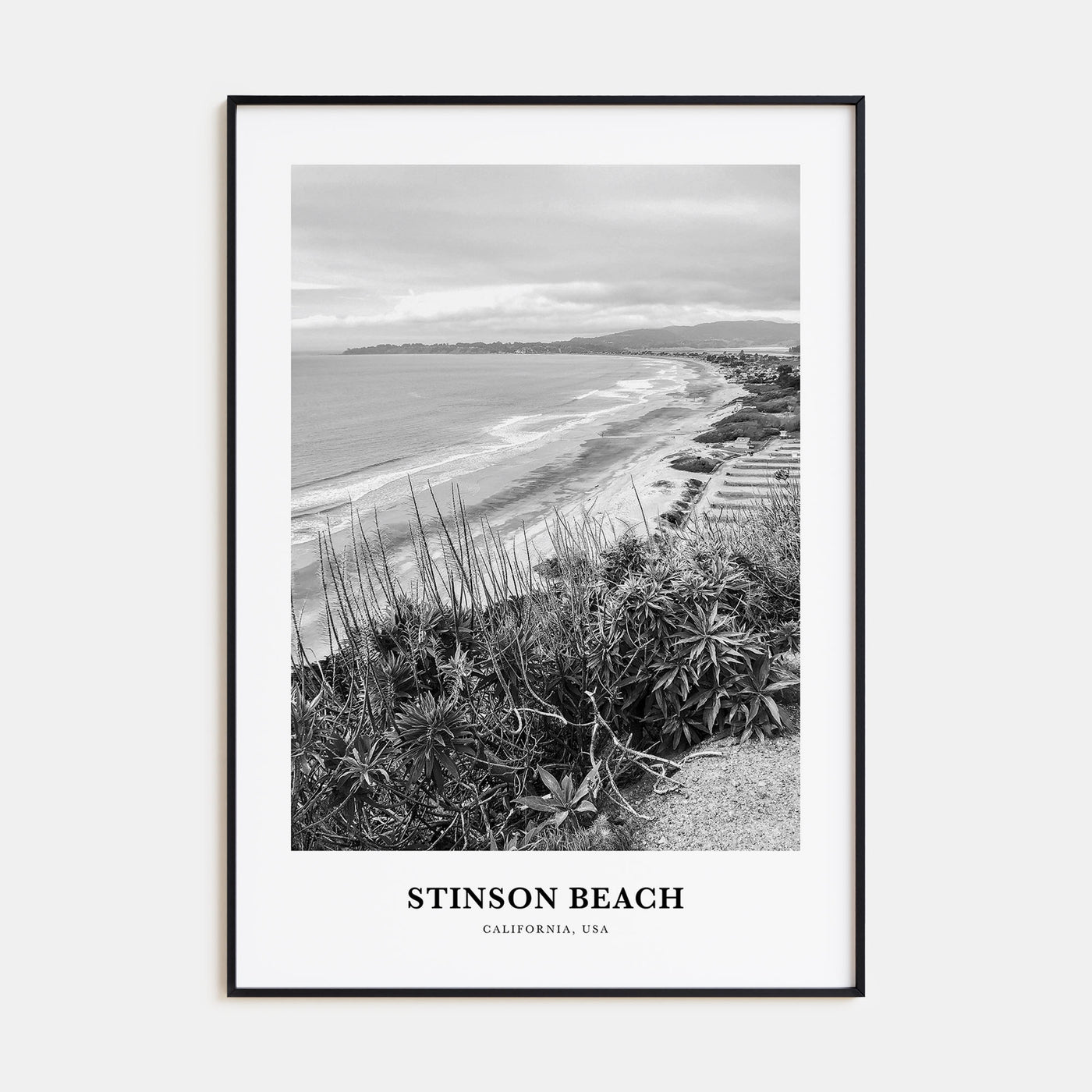 Stinson Beach Portrait B&W Poster