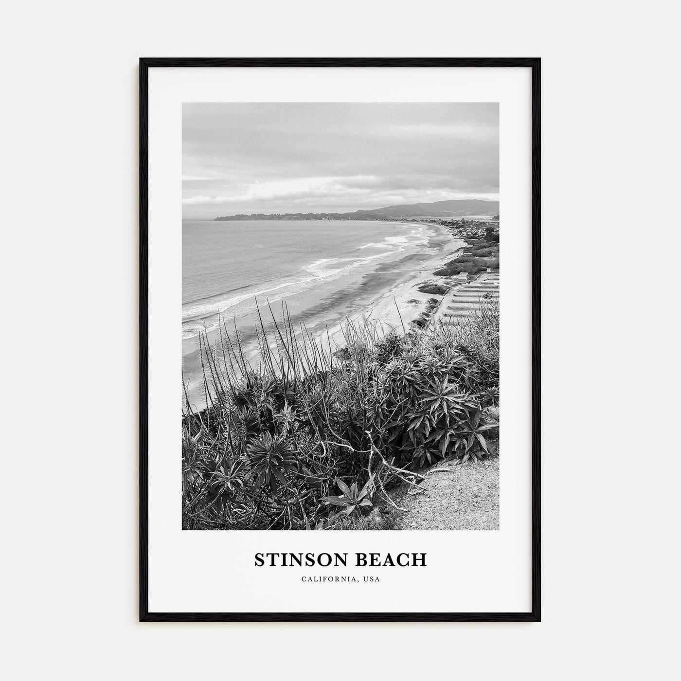 Stinson Beach Portrait B&W Poster