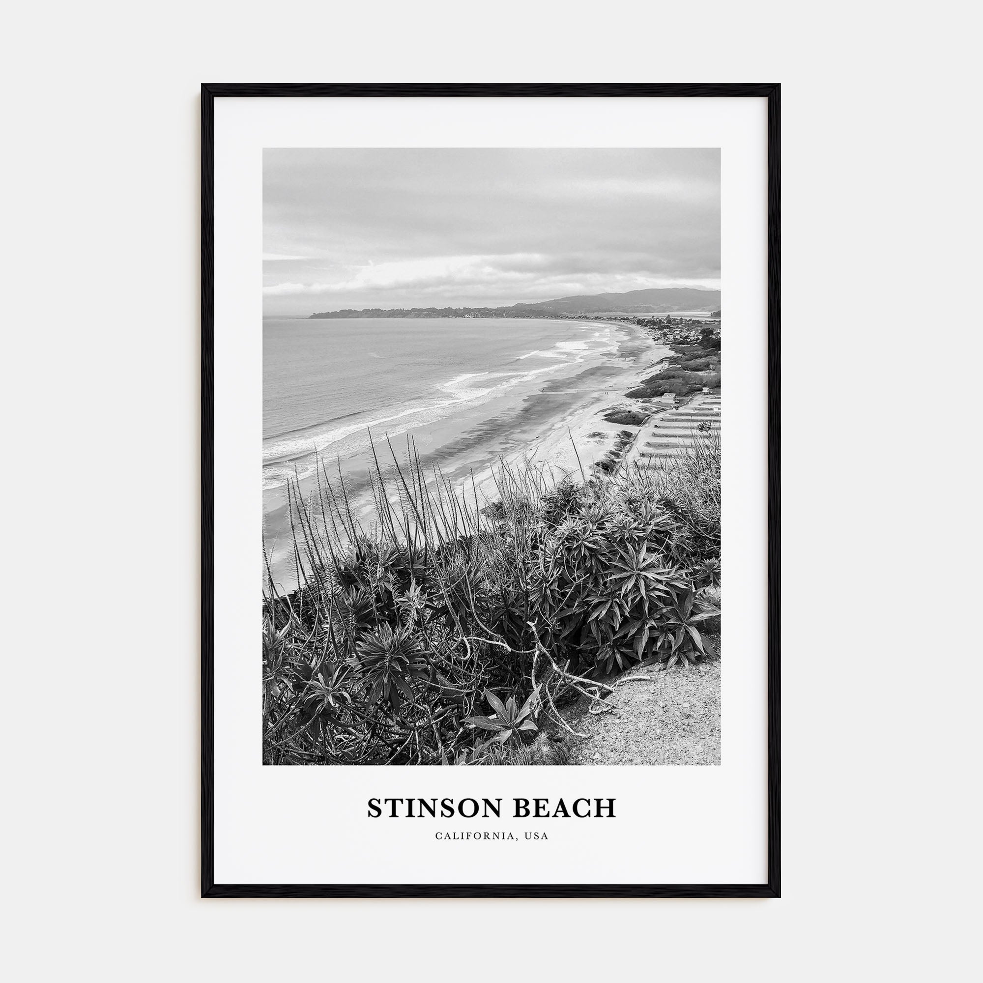 Stinson Beach Portrait B&W Poster