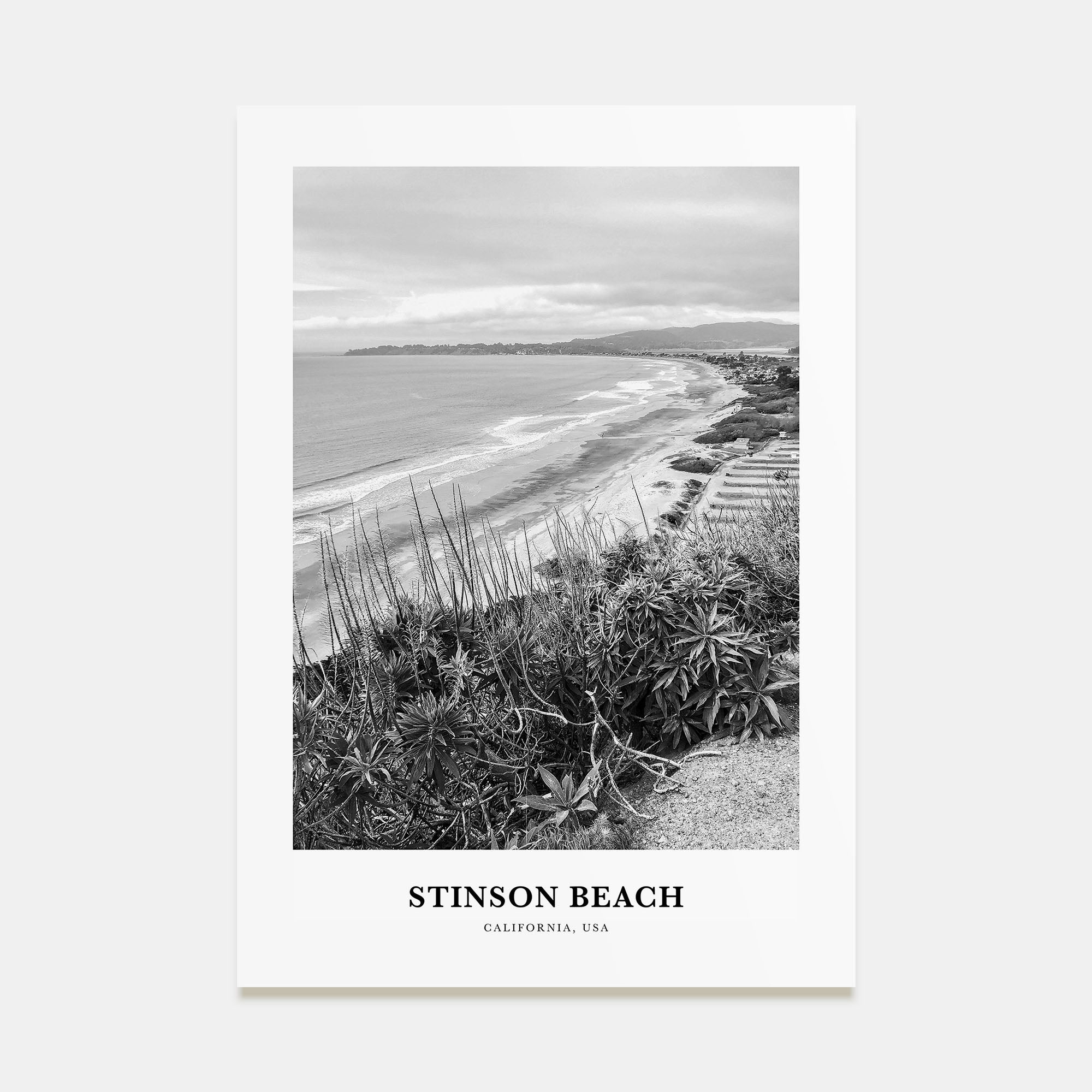 Stinson Beach Portrait B&W Poster