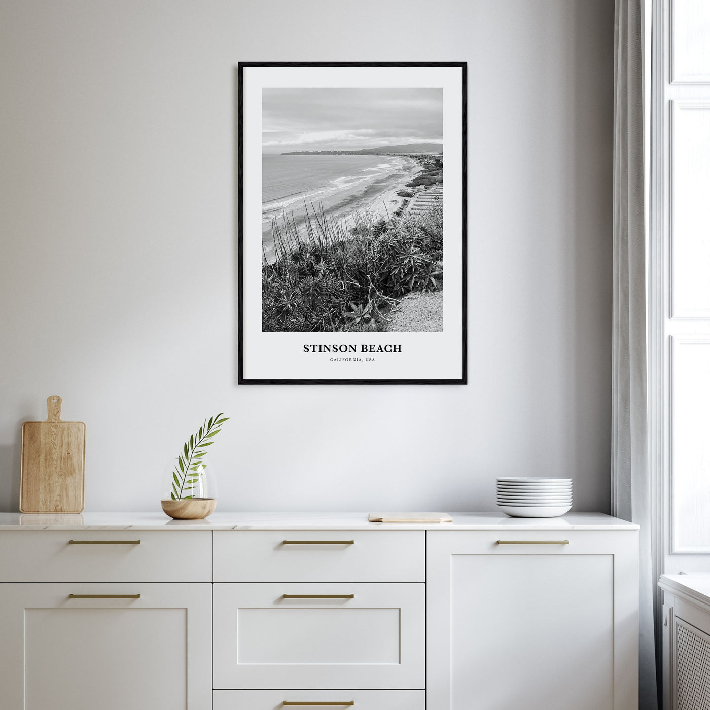 Stinson Beach Portrait B&W Poster