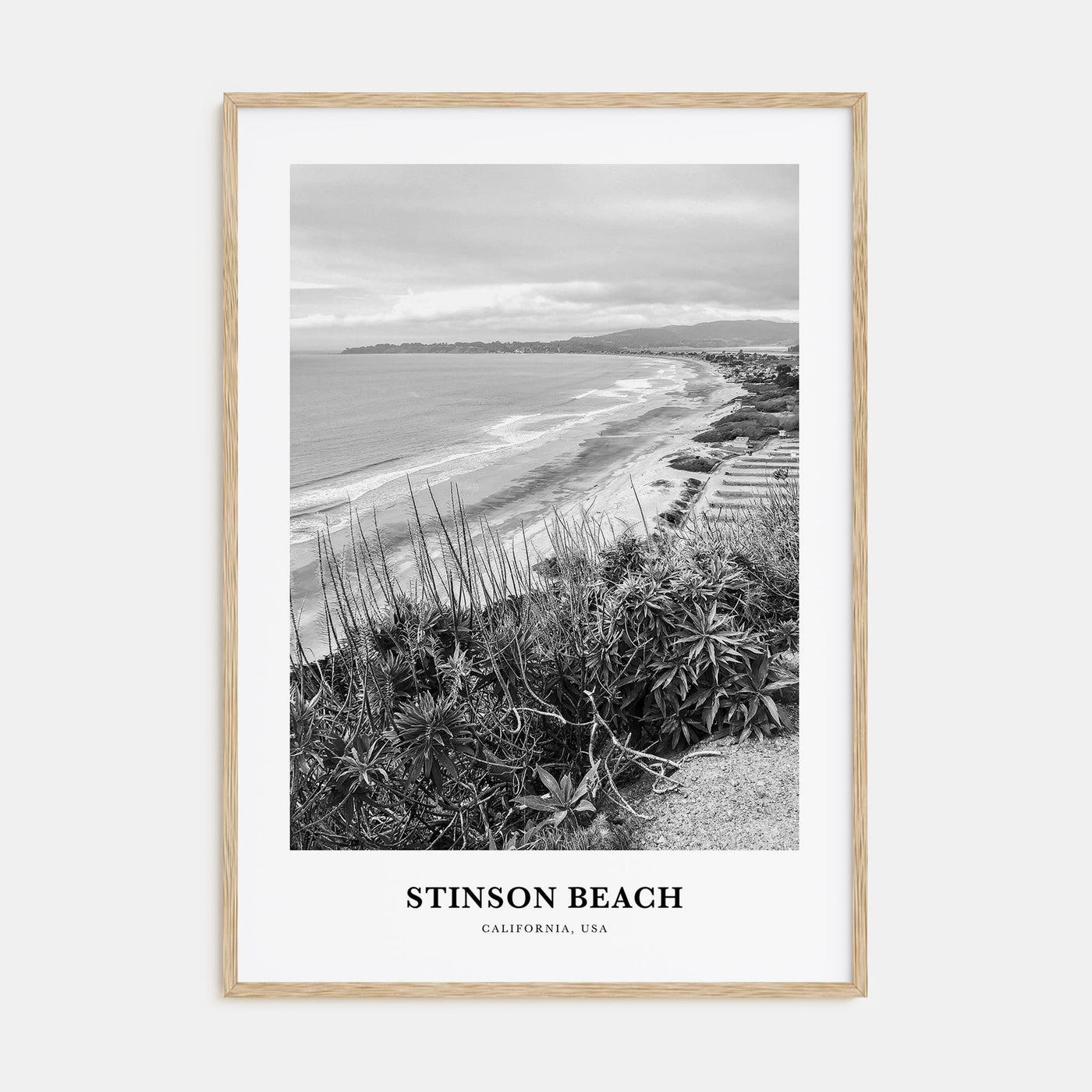 Stinson Beach Portrait B&W Poster